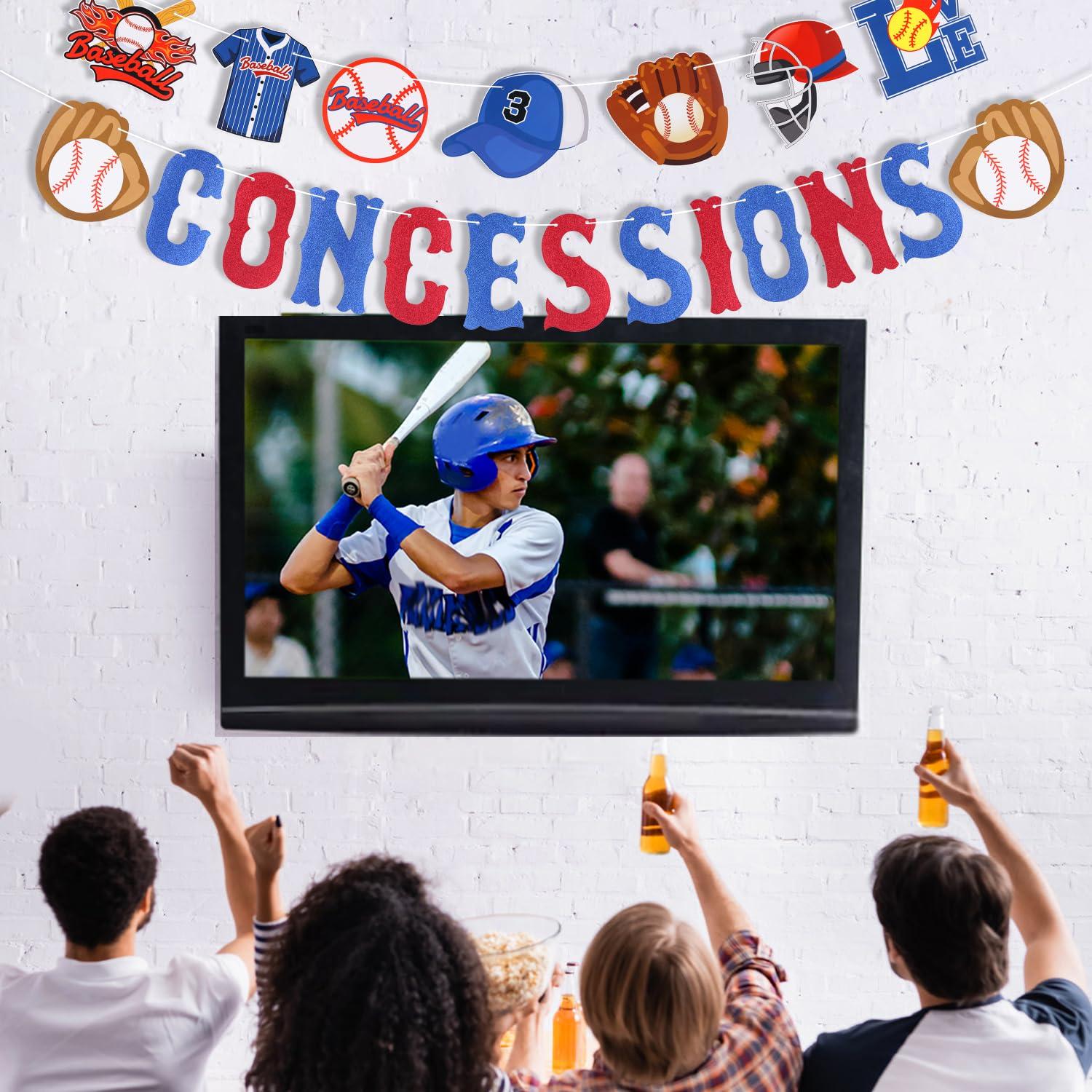 PEUTIER 2pcs Baseball Banner, Triangle Bunting Pennant Flag Pre-Strung Baseball Party Decorations Baseball Birthday Concessions Supplies for Sports Themed Party Backdrop