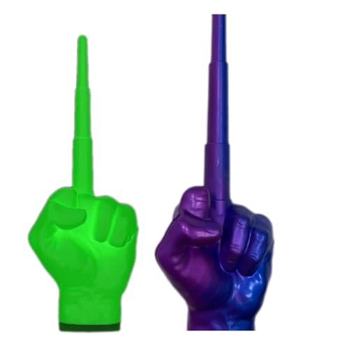 SKEPPY 2pcs Fun Retractable Middle Finger Toys,3D Printed Folding Middle Finger, Personalized Finger Gifts, Creative Middle Finger Statue Ornaments for Friends Office Funny Gag Gifts (Color : Glow-in-The-da