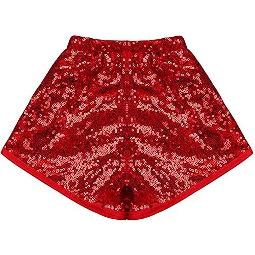 TAIKMD TAIKMD Girls Cheerleading Costumes Set Sequin Leotard Hip Hop Jazz Street Dance Suit Dress Shorts Wrist-Sleeves Socks Outfit (Red, 4-5)