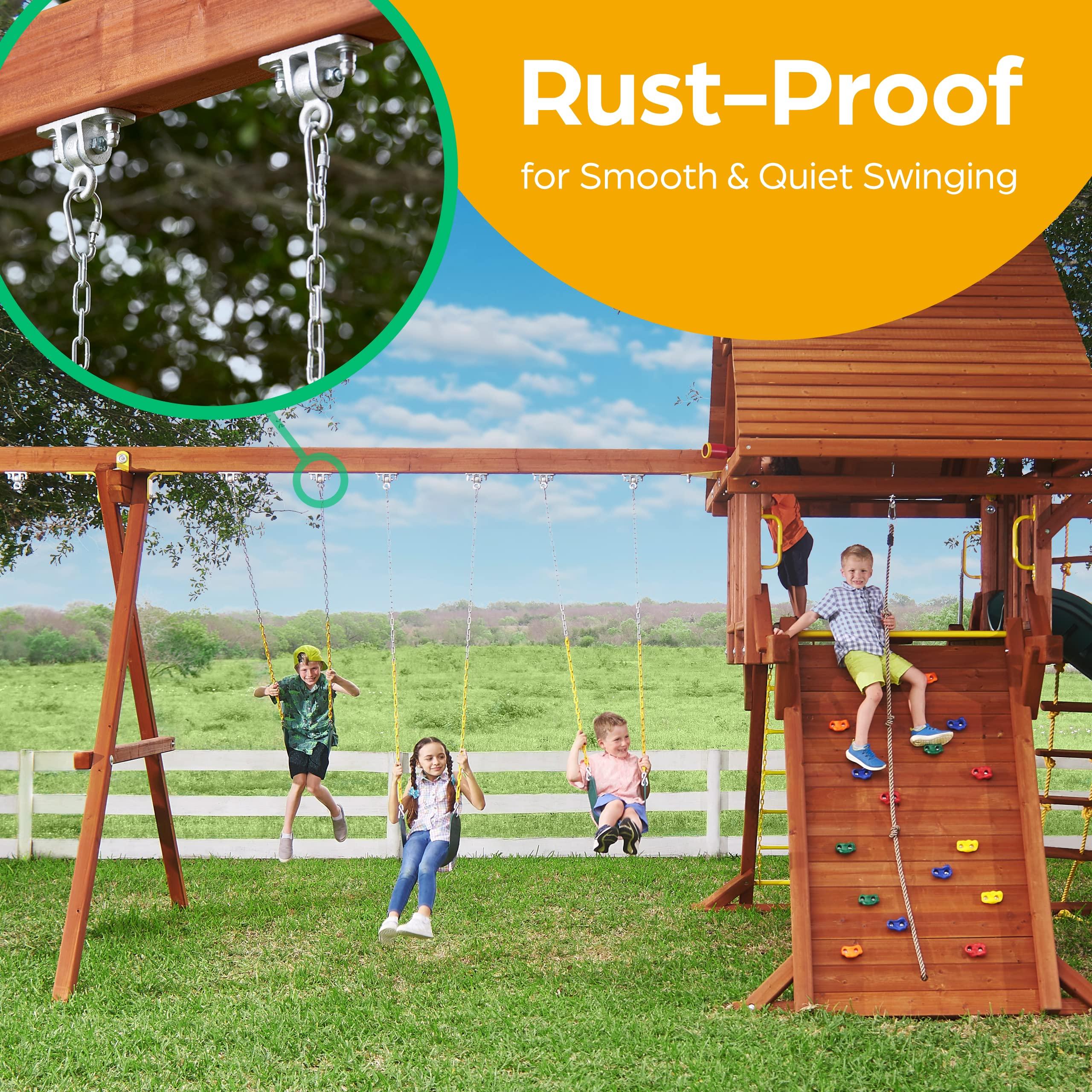 Jungle Gym Kingdom Jungle Gym Kingdom Swing Set Hangers - 2 Heavy Duty Brackets with Locking Snap Hooks for Porch, Patio, Playground - Indoor/Outdoor Hardware & Accessories