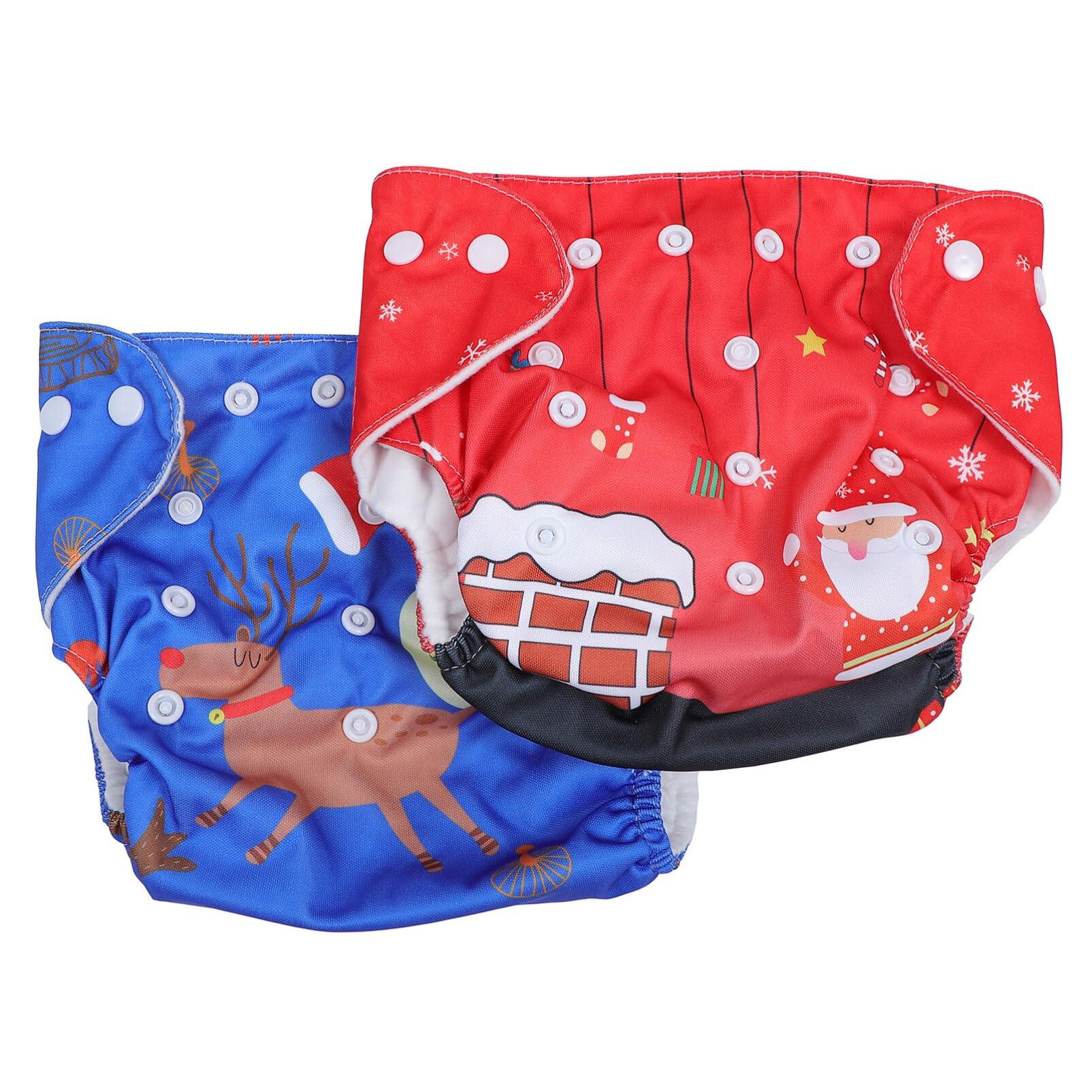 Healifty 2pcs Baby Diapers Lining Brushed Cloth Button Christmas Newborn