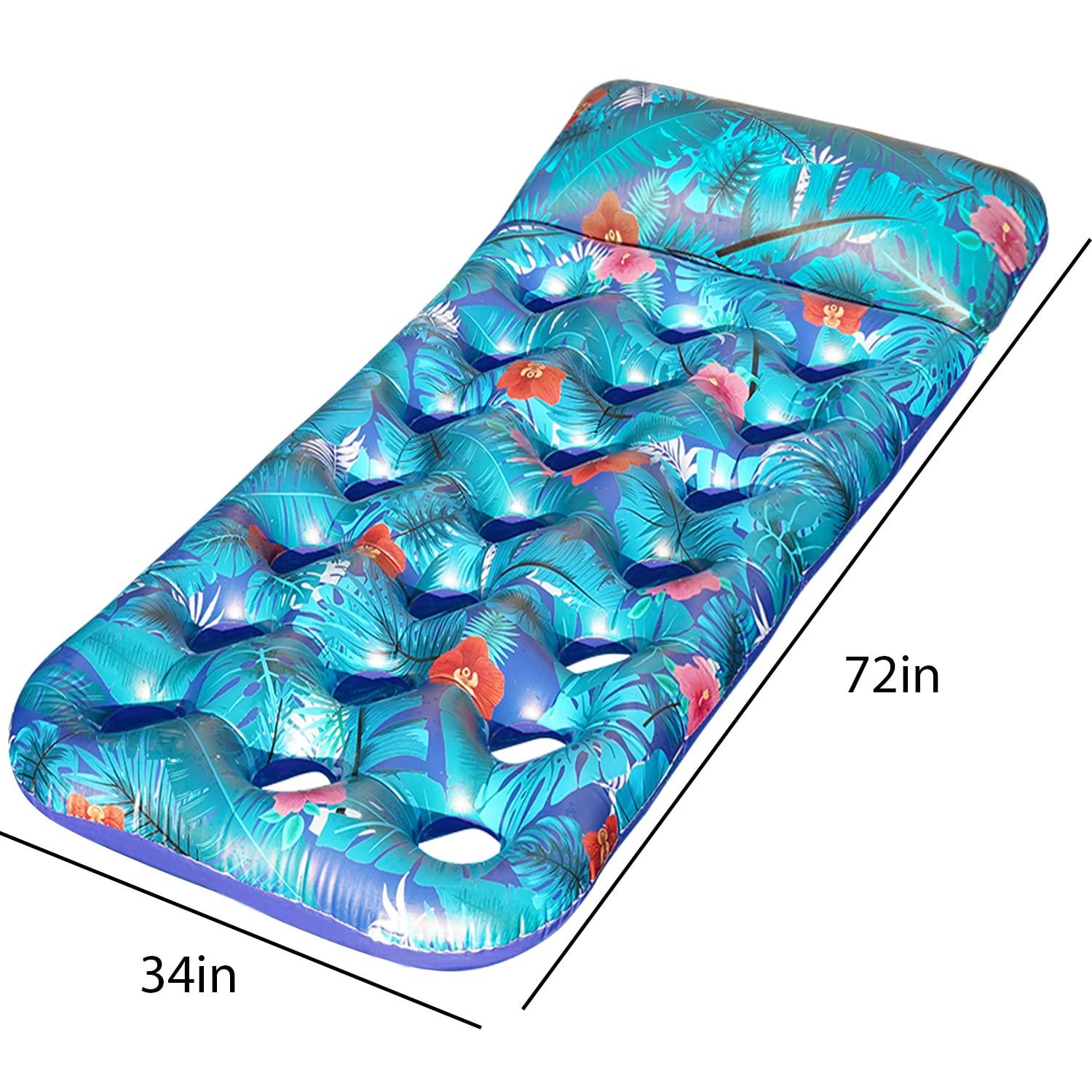 FindUWill FindUWill Inflatable Pool Lounge, 2 Pack Inflatable Pool Floats with Headrest, X-Large, Cooling Pool Floaties and FindUWill Pool Hammock Floats, XL, 2Pack Inflatable Water Hammocks Floaties