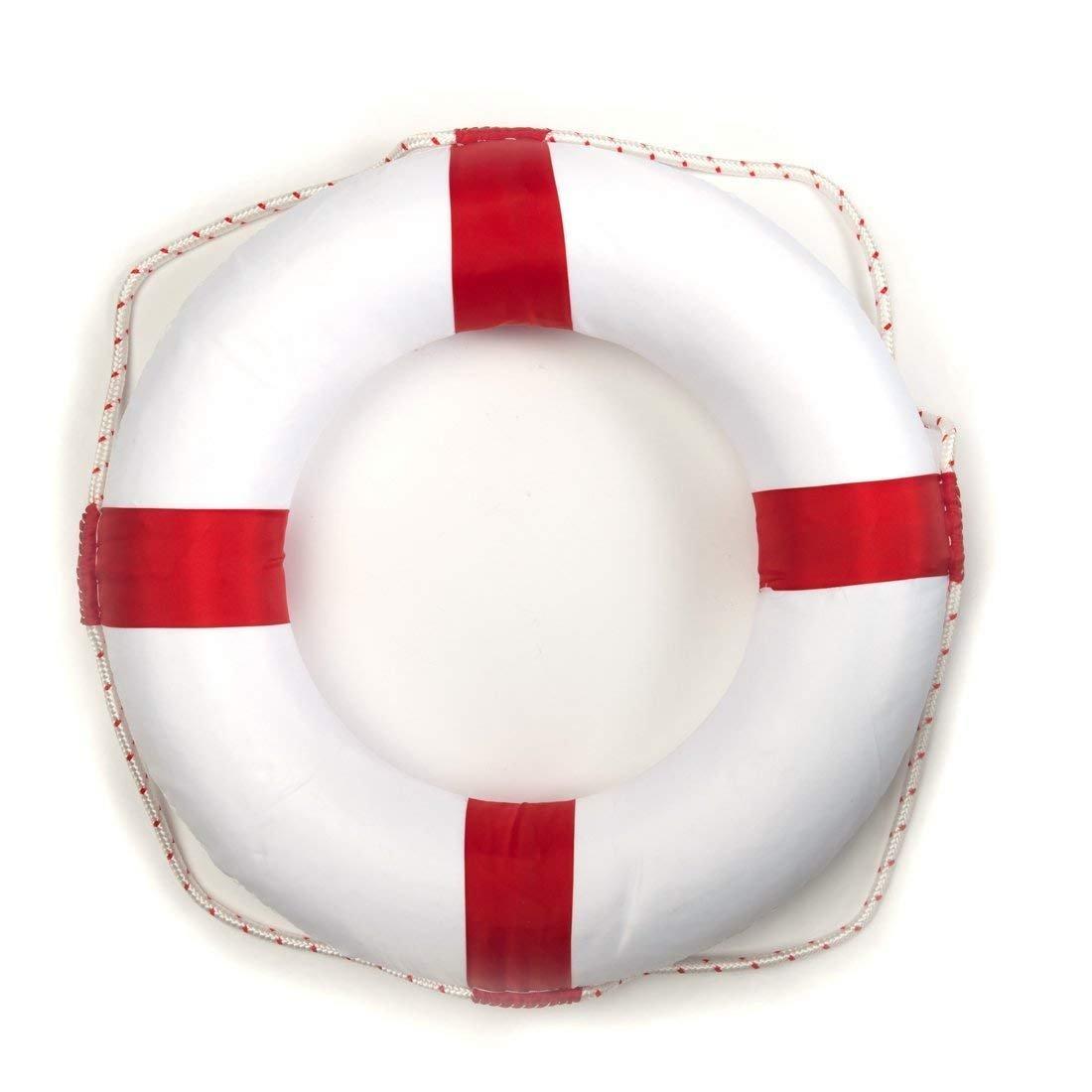 REzial 20 inch Small Diameter Swim Foam Ring Buoy Swimming Pool Safety Life Preserver with Perimeter Rope (red)