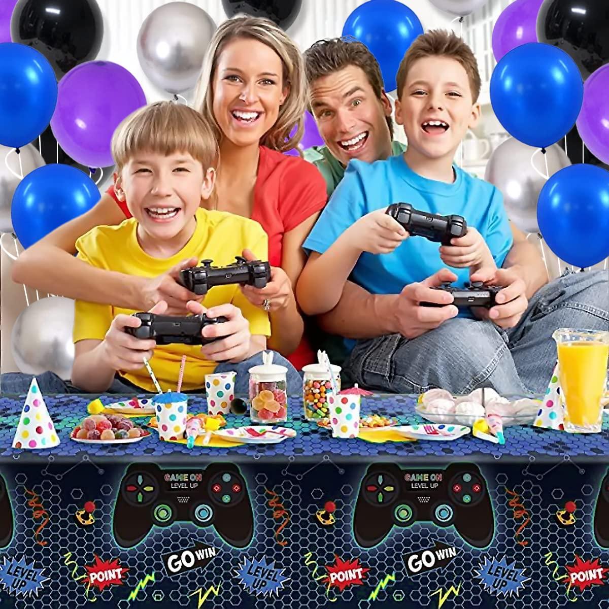 PASOCON Blue Black Purple Balloon Arch Garland Kit - 125PCS Purple Blue Balloons Blue Silver Black Balloons Video Game Birthday Decorations for Video Gaming Miner Birthday Halloween Party Decors