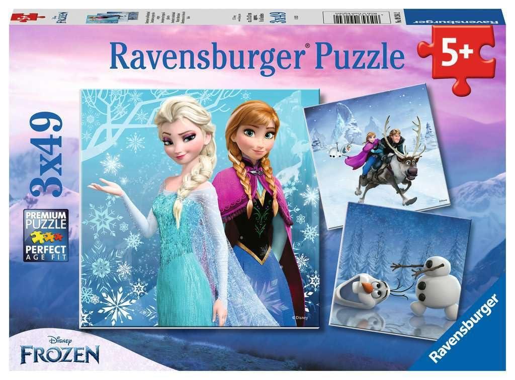 Ravensburger Ravensburger Disney Frozen Winter Adventures Puzzle Set - 3 x 49-Piece Jigsaw Puzzles for Kids | Unique Piece Design | Enhances Concentration & Creativity | FSC-Certified Materials