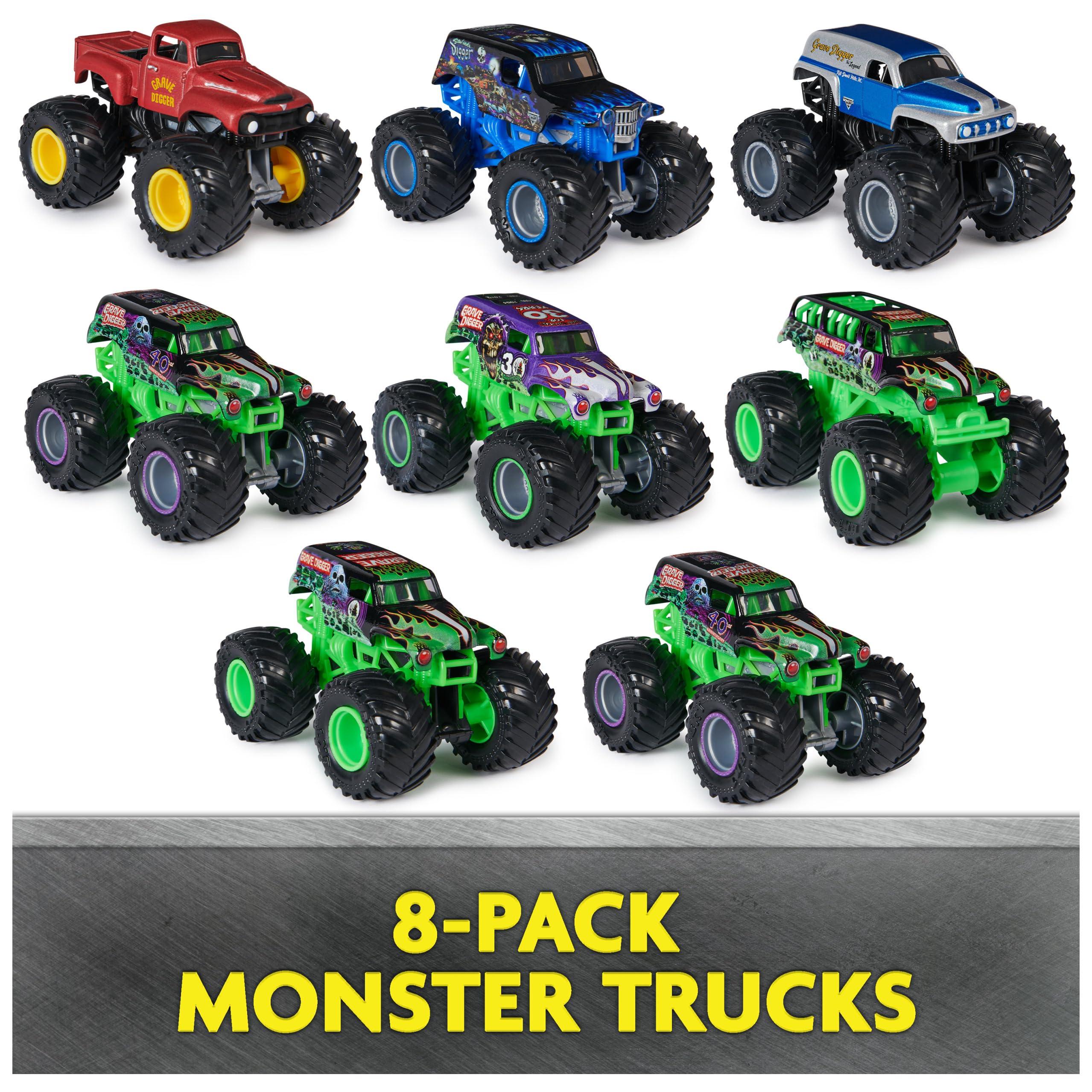 Monster Jam Monster Jam, Grave Digger 40th Anniversary 8-Pack Monster Trucks with Bonus Accessories, 1:64 Scale, Kids Toys for Boys and Girls 3 and up