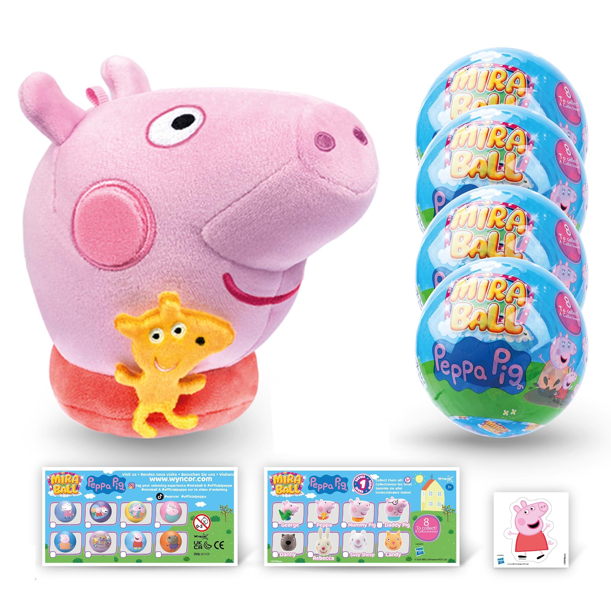 MiraBall MiraBall Peppa Pig Mystery Expandable Maxi Plush to UNbox, Collectible Squishy and Soft Plush with 4 Surprise, Limited Edition, Great Toy Gift, Trendy for Kids Aged 3+ (4-Pack)