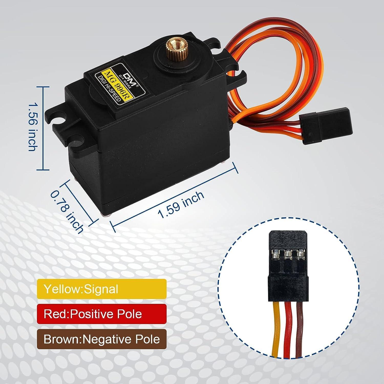 diymore diymore [6-Pack] Servo MG996R Metal Gear Servo Torque Digital Servo Motor High Speed Torque Servo Motor for Smart RC Helicopter Car Boat Robot