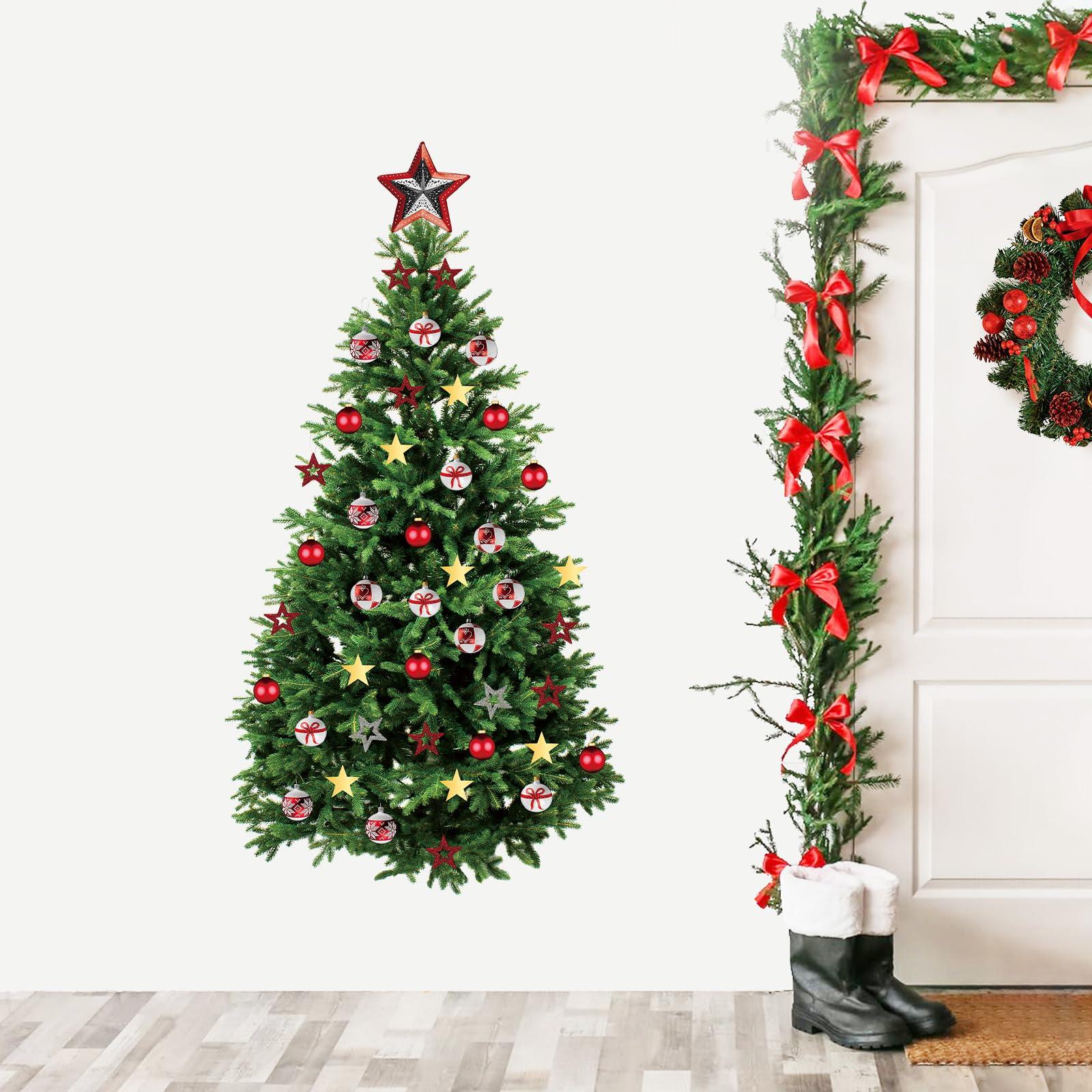 Kasubeso Kasubeso 66 x 33 inch Large Christmas Tree Wall Decal, Pine Tree Wall Decor, Christmas Tree Wall Stickers for Bedroom Office Living Room Home Decoration