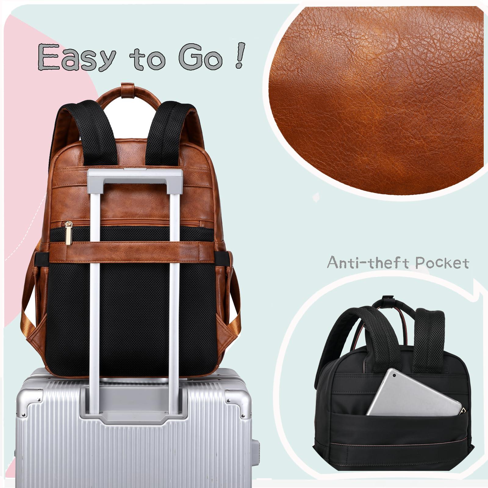 LORADI LORADI 18 Pockets Diaper Bag Backpack with Waterproof Pockets and Stroller Buckle, Convertible Tote Bag (Brown)