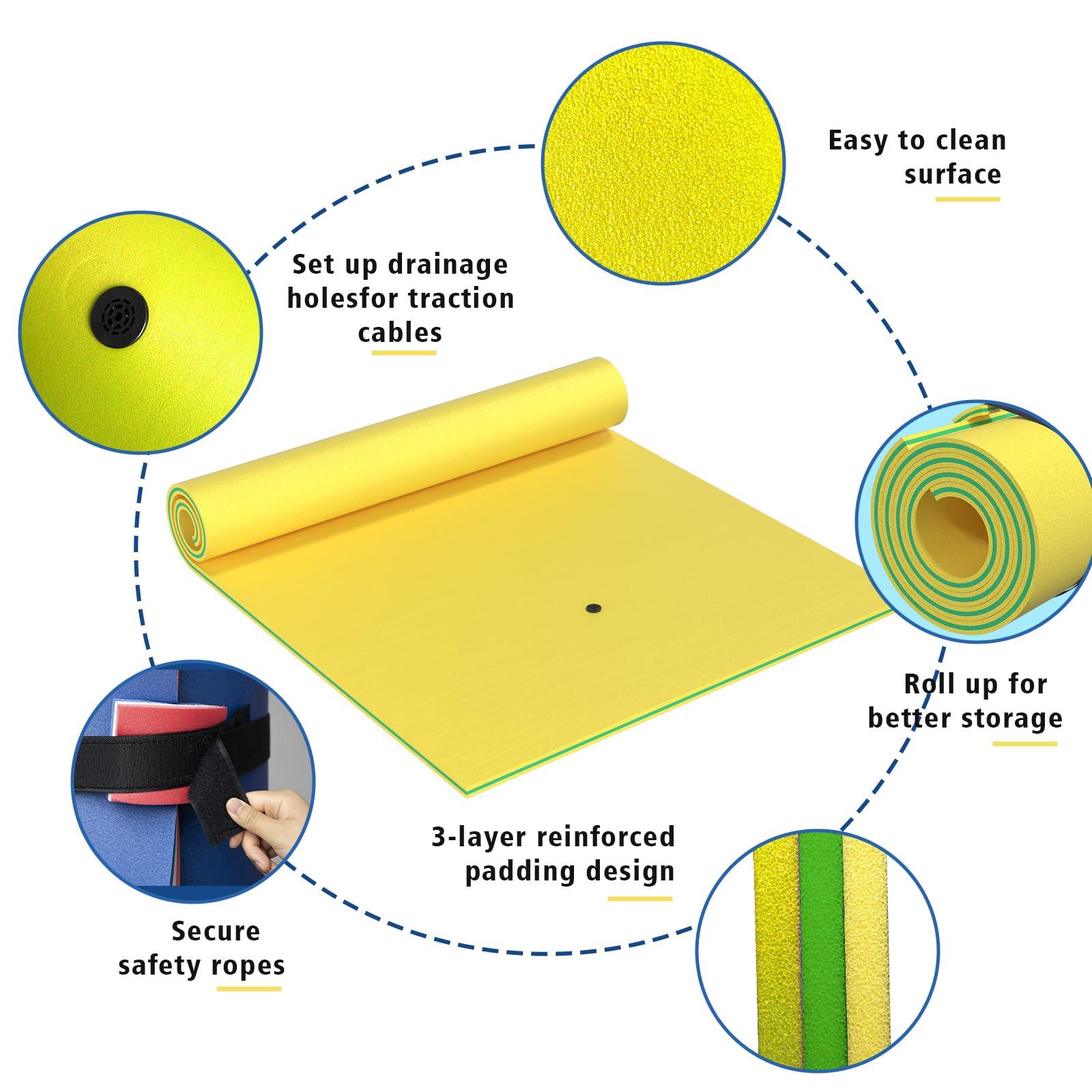 Yaciente Yaciente 12' Lily Pad Floating Mat, Tear-Resistant Floating Water Mat for Lake, Floating Pads for Recreation Pool, Lake, 7 Colors Available, Suitable for Multiple Users (12' Double Yellow&Green)