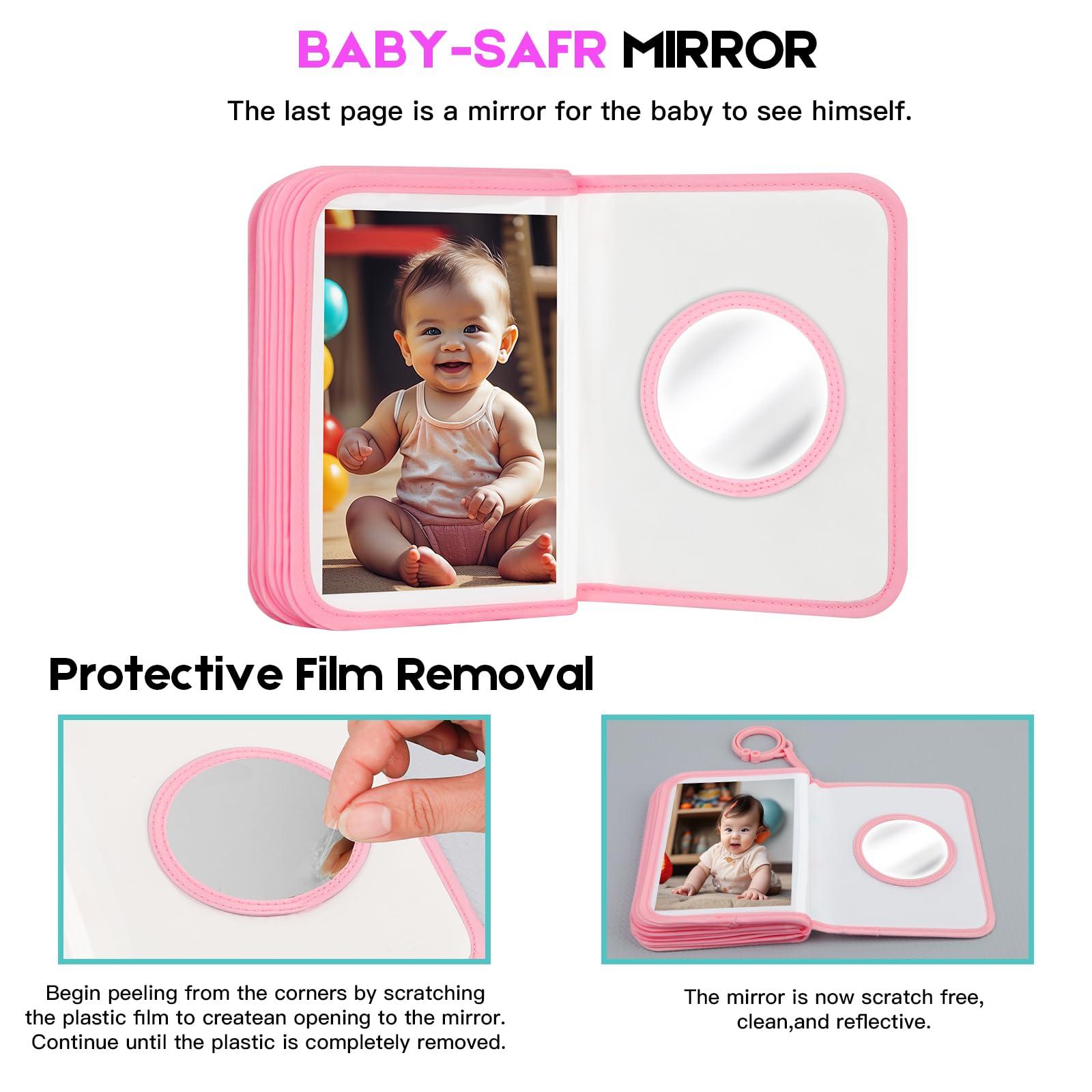 Niselity Baby Photo Book Holds 21 4x6 Photos, My First Photo Book for Baby or Toddlers, Love" Baby Photo Album Soft Cloth Family Book, Cute Book Gift for Babies Shower Newborns Family Photos (Pink)