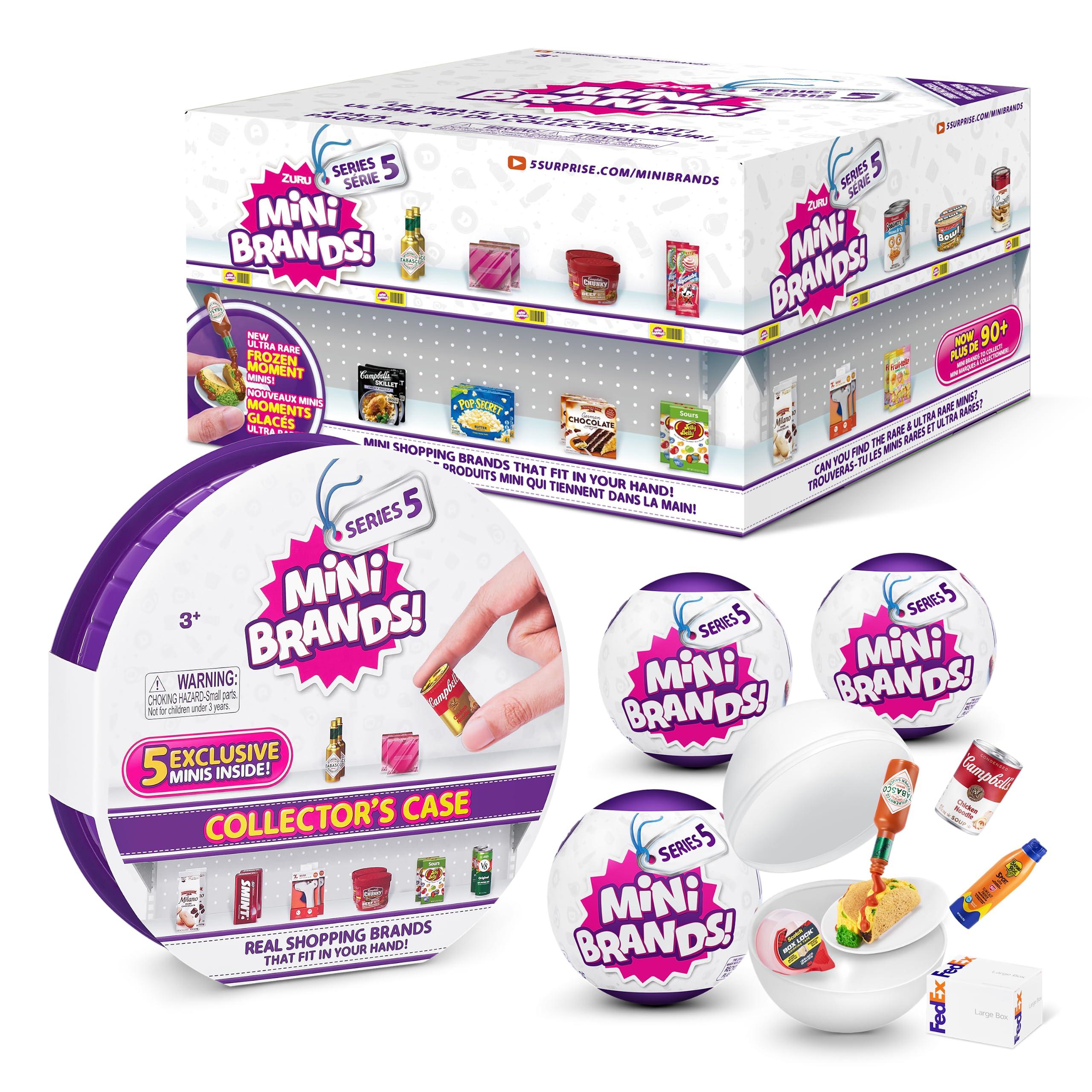 5 Surprise Mini Brands Series 5 Collector\'s Kit by ZURU (3 Capsules + 1 Collector\'s Case) - Amazon Exclusive Mystery Capsule Real Miniature Brands