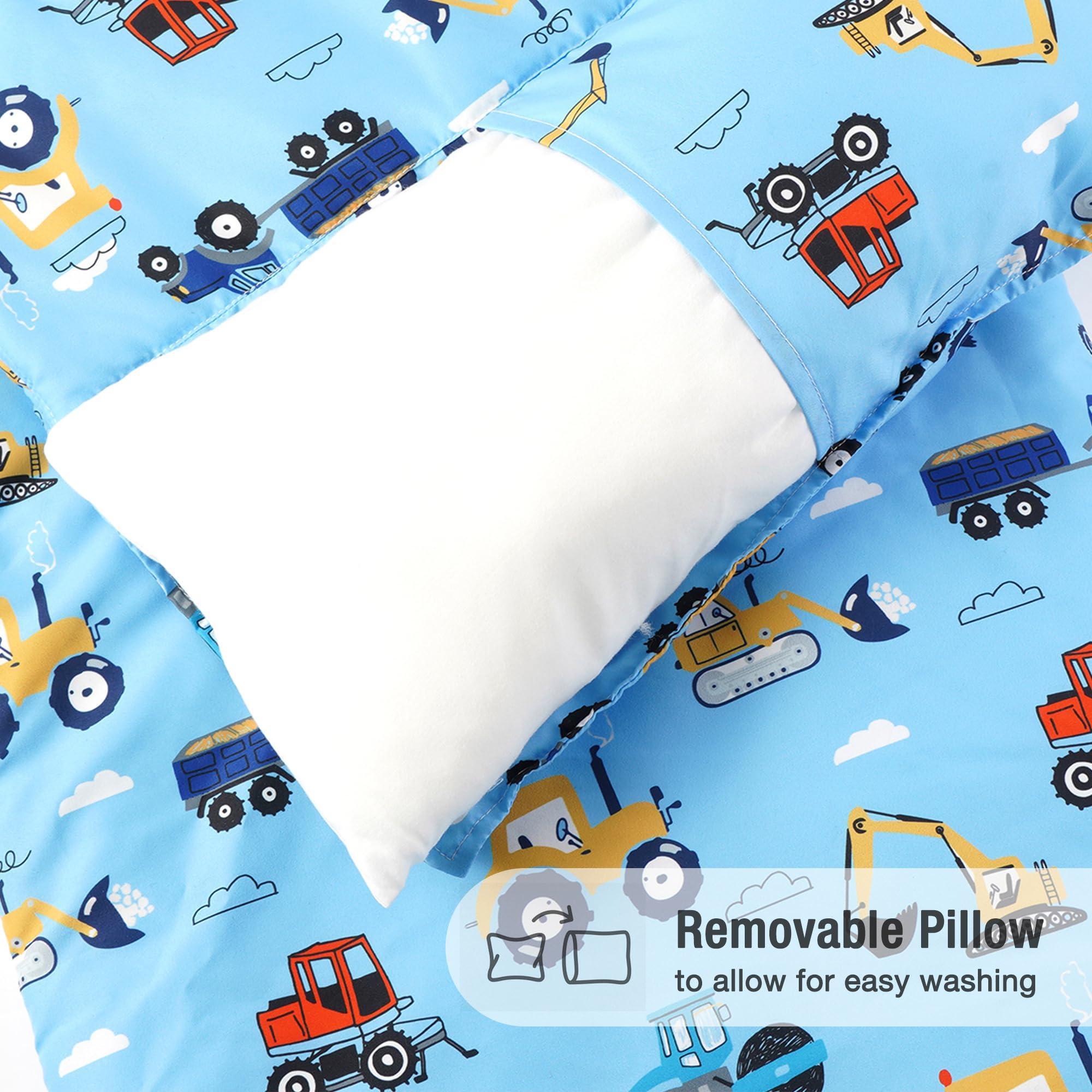 Bunnikins & Clover Bunnikins & Clover Toddler Nap Mat with Removable Pillow & Minky Blanket, Roll Up Nap Mats for Preschool, Soft Kids Sleeping Mat for Boys Girls Kindergarten Daycare