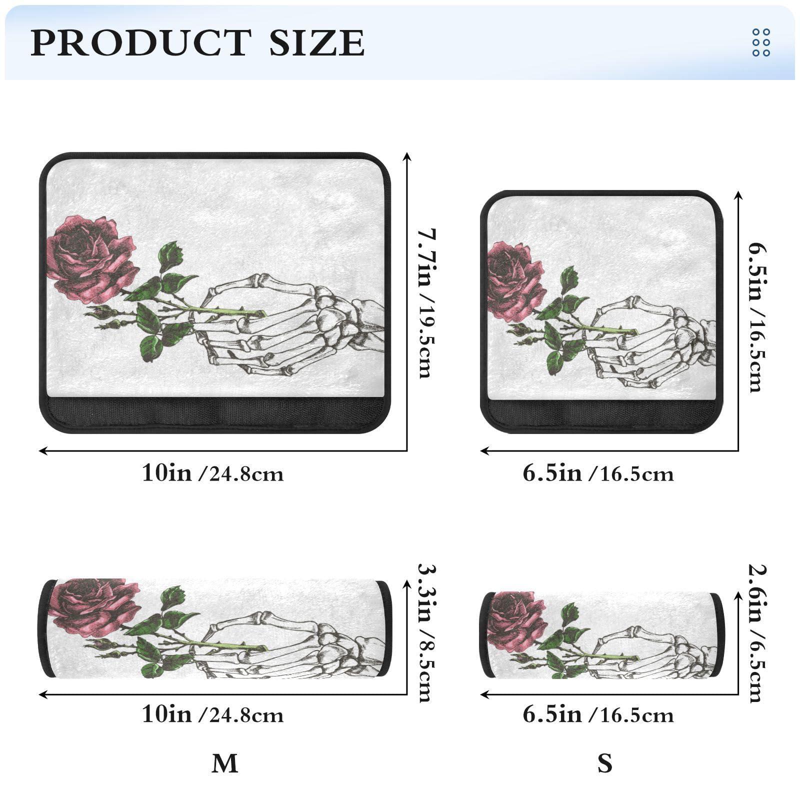 Dussdil Hand Skeleton with Flower Seat Belt Covers for Baby Kids Car Seat Strap Shoulder Seatbelt Covers 2 Pack Super Soft Car Seat Neck Cover for Boys Girls Adults Babies 10 in