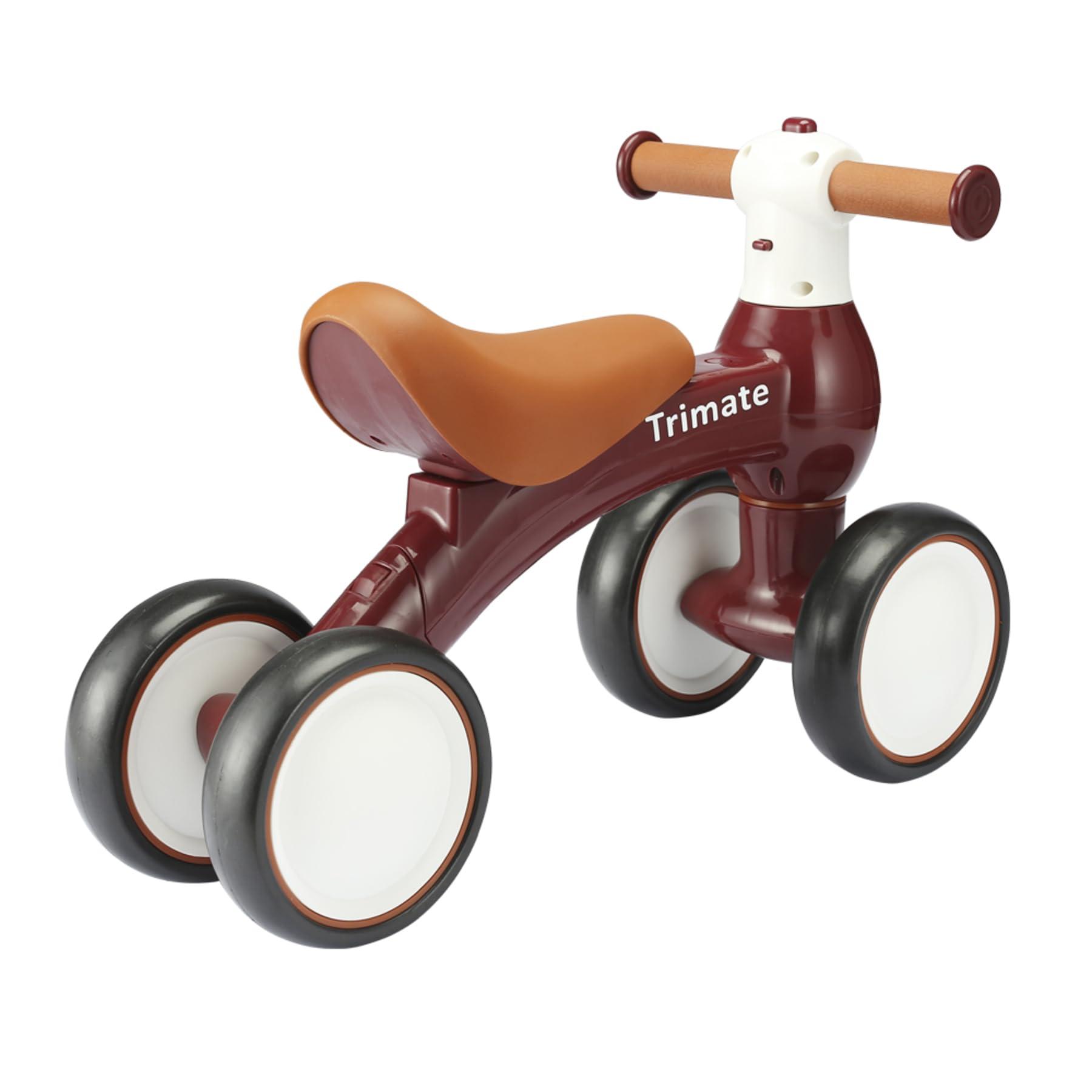 Trimate Trimate Baby Walker Balance Bike, Wine Red - Perfect Ride-On Toy for 1-Year-Olds, with 4 Wheels, Ideal for Boys and Girls (12-24 Months)
