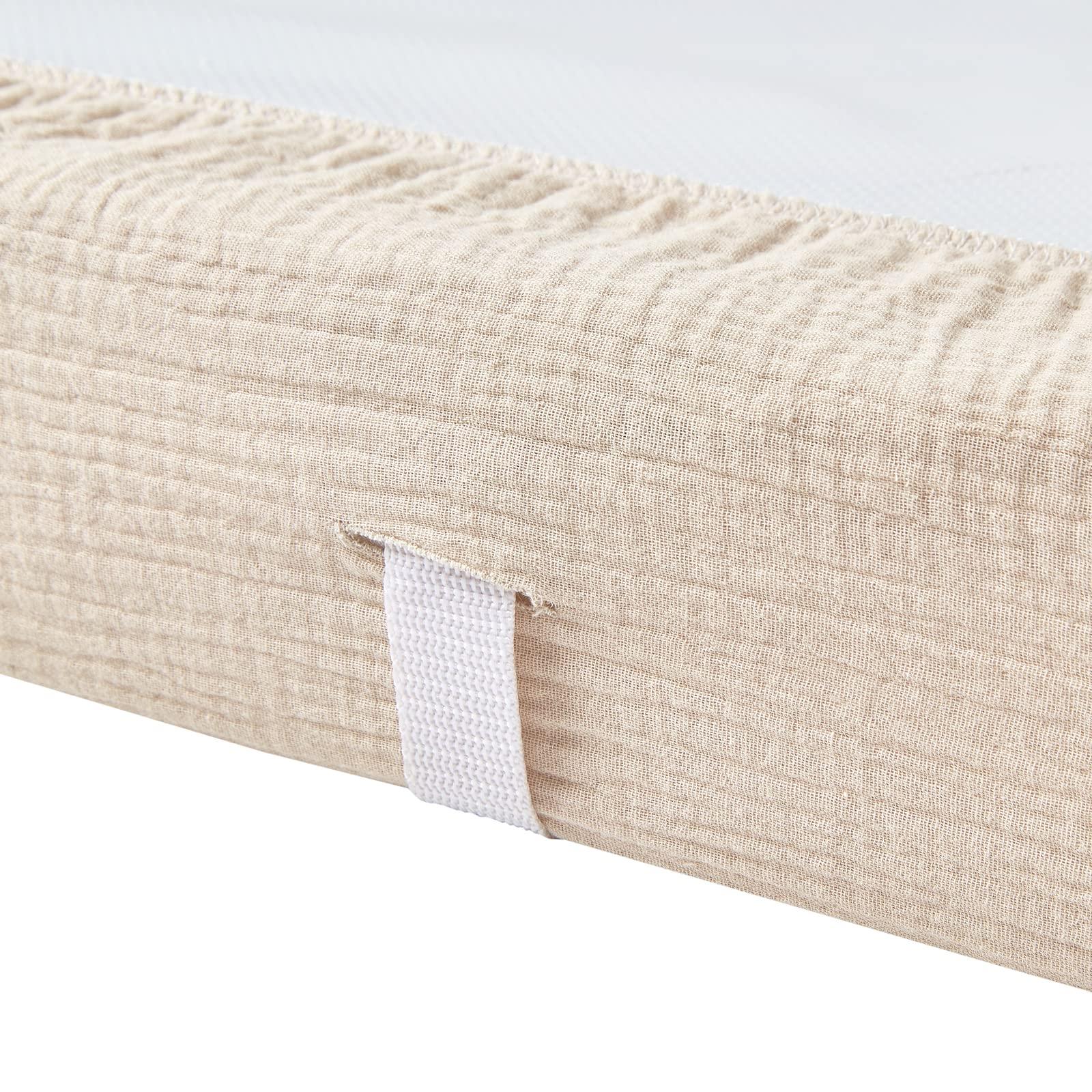 Aullar Solid Muslin Changing Table Pad Cover Cradle Sheet, Fits 32"/34''x16 Contoured Diaper Changing Pad, Ultra Soft Cozy Muslin Cotton Changing Table Covers, Breathable Wipeable Removable (Sand)
