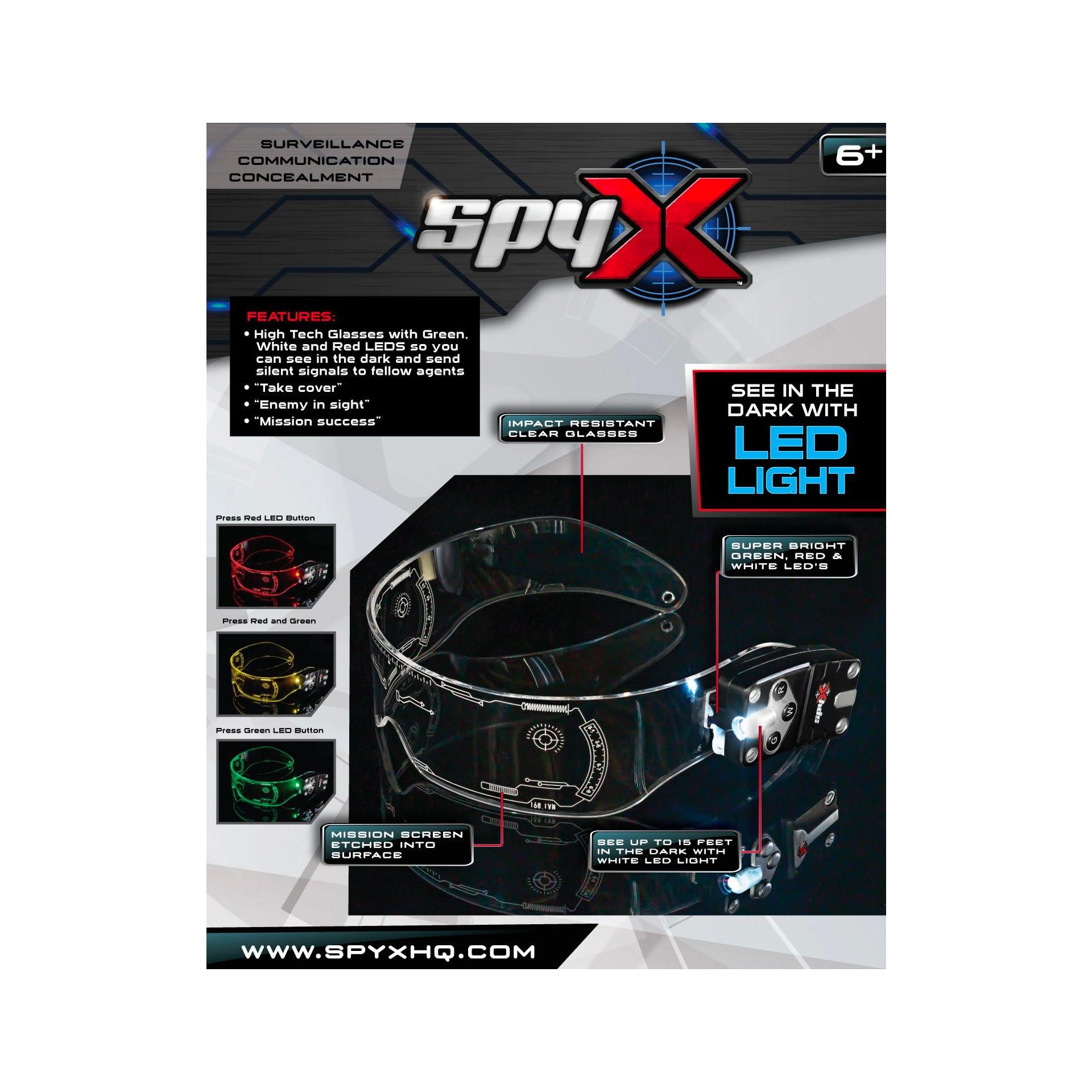 SpyX SpyX Night Ops Glasses - Hi-Tech Spy Toy Gadget for Spy Kids Night Mission. Dual LED Lights: White Spotlight & 3-Color Silent Signal Lights. Mission Graphics Etched Into Surface