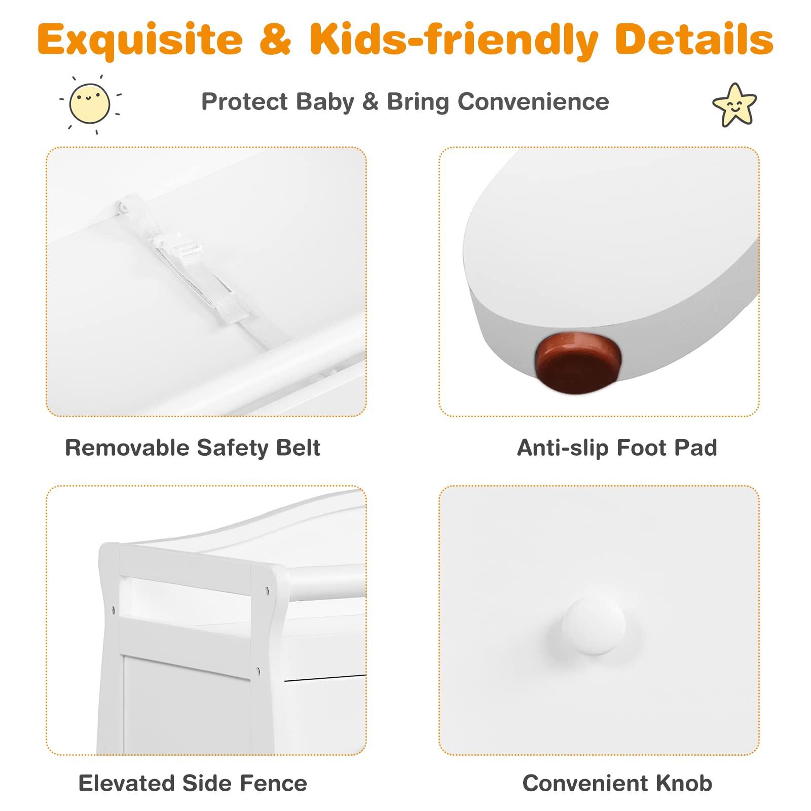 Costzon Costzon 3-Drawer Changing Table, Infant Diaper Changing Station with Drawers, Safety Rails & Strap, Baby Changing Table Dresser for Nursery, Easy Assembly (White)