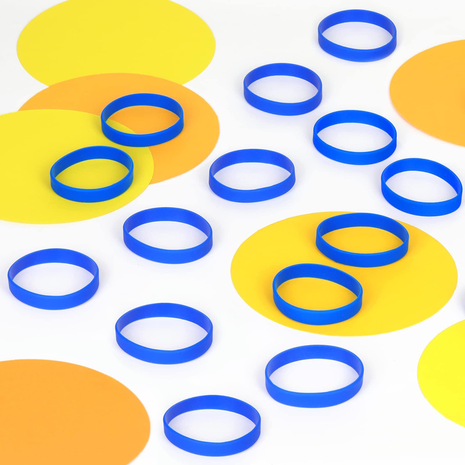 LVNRIDS Solid Color 100 Silicone Wristbands Rubber Bracelets for Children, 7 inch Wholesale Sports Rubber Elastic Wristband Bracelet Bulk Gifts for Teacher Supplies Party Decorations Blue