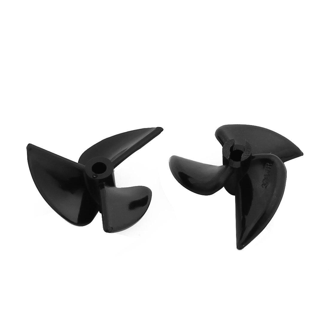 uxcell uxcell 2 Pair 32 x 1.4 x 3mm Nylon 3-Vane Rotating RC Boat Prop Propeller Black
