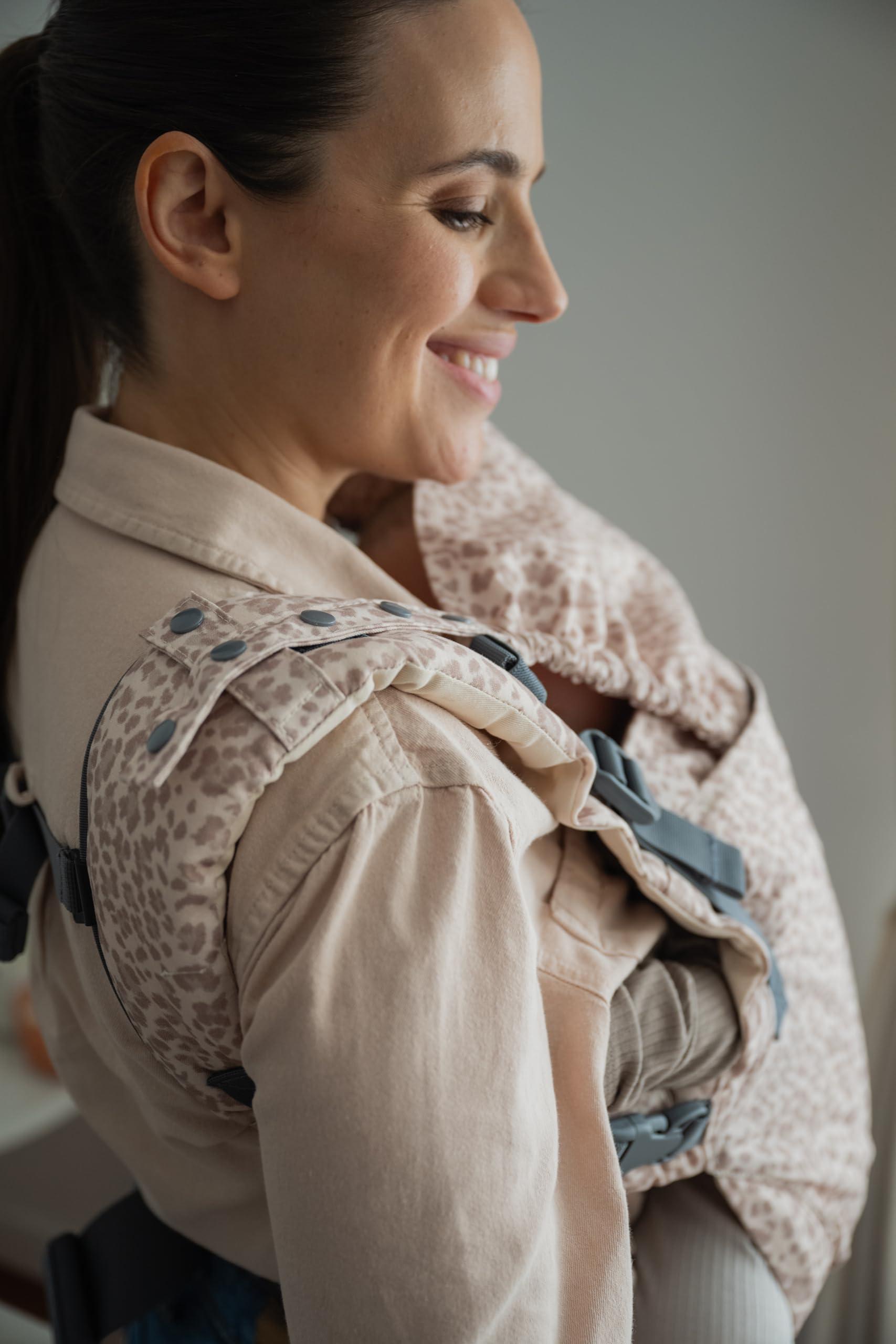 Boba Boba X Ergonomic Baby Carrier - Adjustable Infant Carrier for Newborn to Toddler, Front and Backpack Babywearing 7 to 45 lbs, Baby Carrier with Adjustable Straps and Padded Shoulders (Sand Leopard)