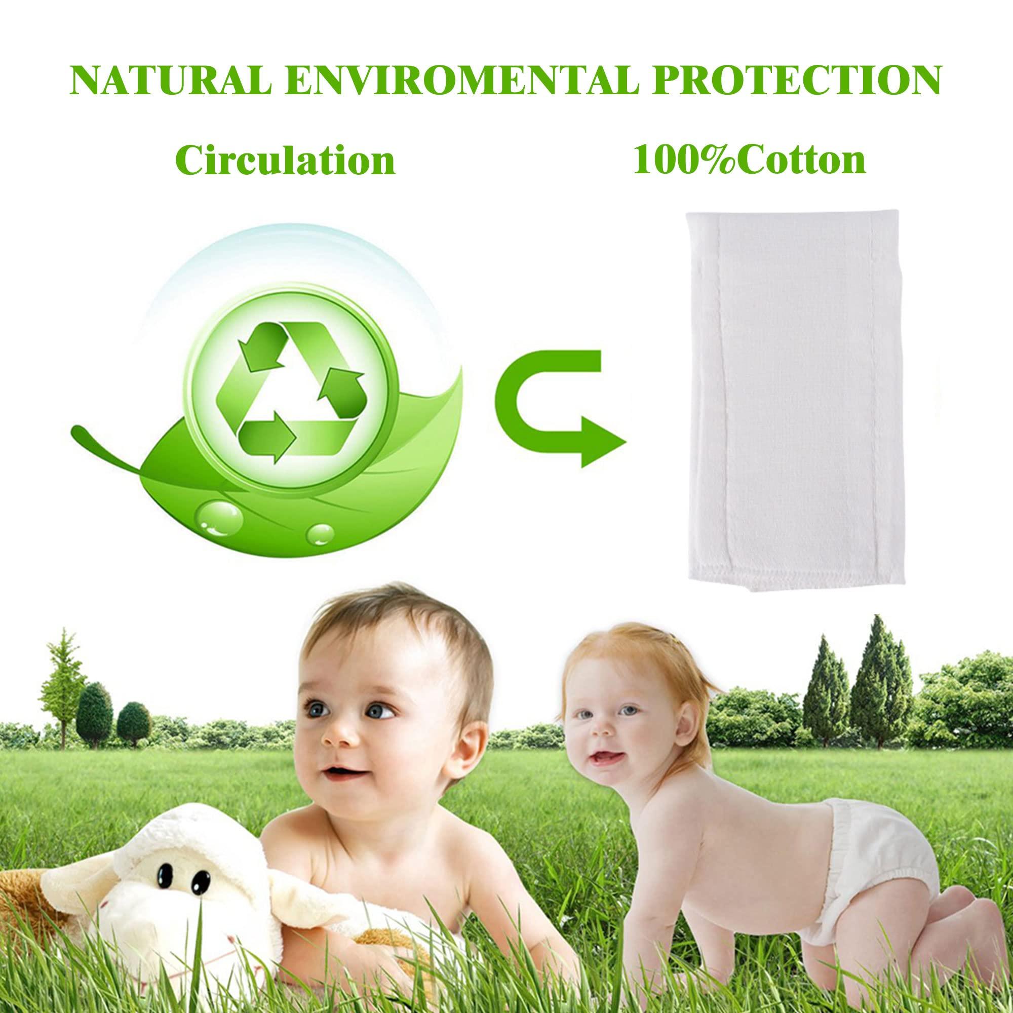 Fasoar Prefold Cloth Diapers, Fasoar 3 Ply Baby Washable Cotton Diapers Covers for Babies to Toddlers Multi-Use (10-35 lbs) Count(12)