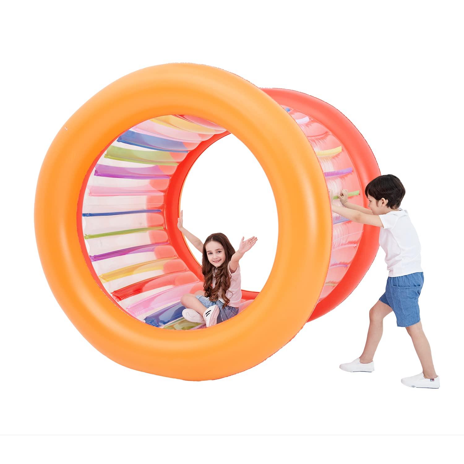 Tzsmat Tzsmat 73\" Diameter Inflatable Giant Colorful Rolling Wheel for Pool Outdoor Backyard Lawn