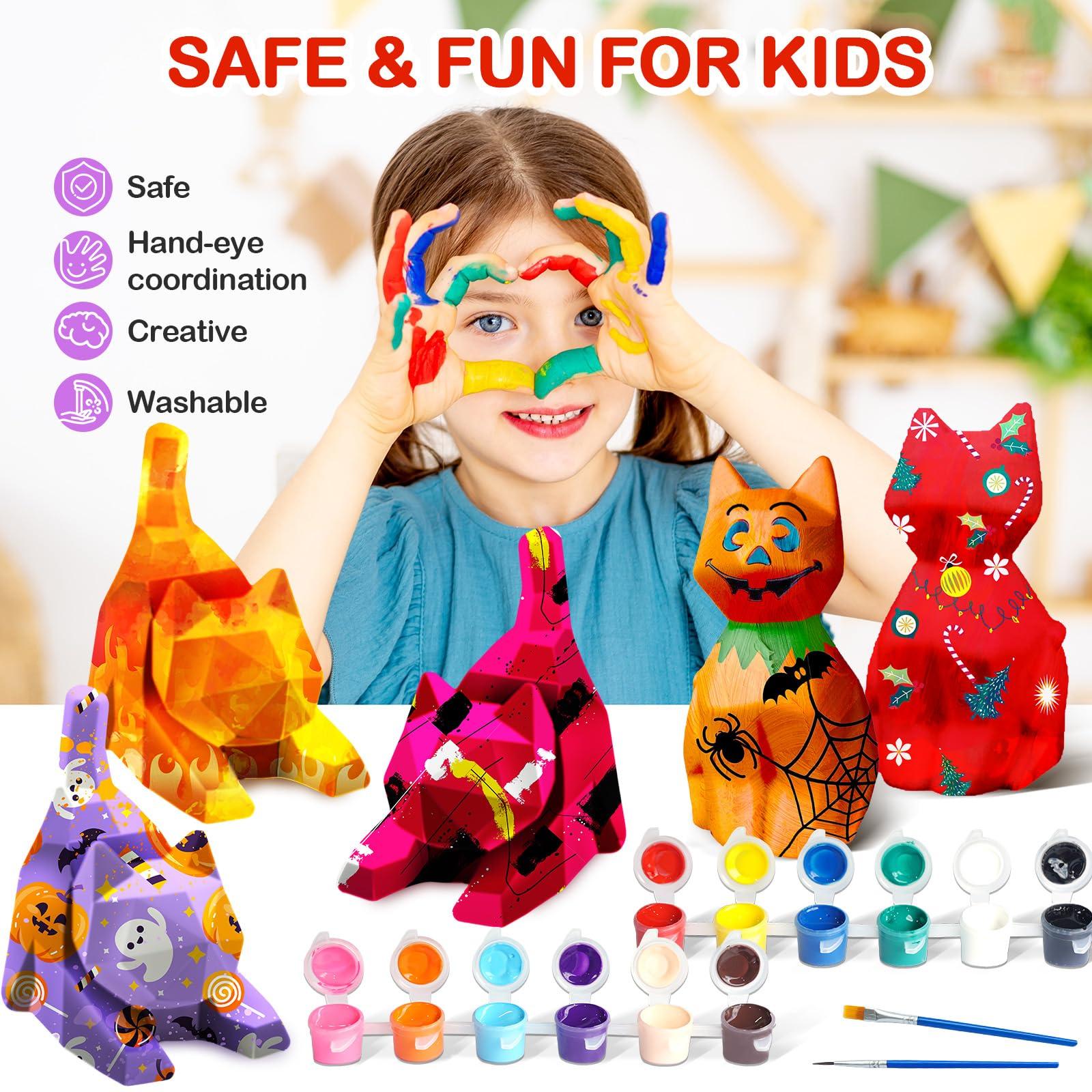 Goody King Goodyking Paint Your Own Cat Lamp Art Kit 2pcs, DIY Lie Cat Night Light, Arts & Crafts for Kids Ages 8-12, Painting Kit for Girls Boys Age 4 5 6 7 8+, Art Supplies Cat Craft Gift for Birthday, Party