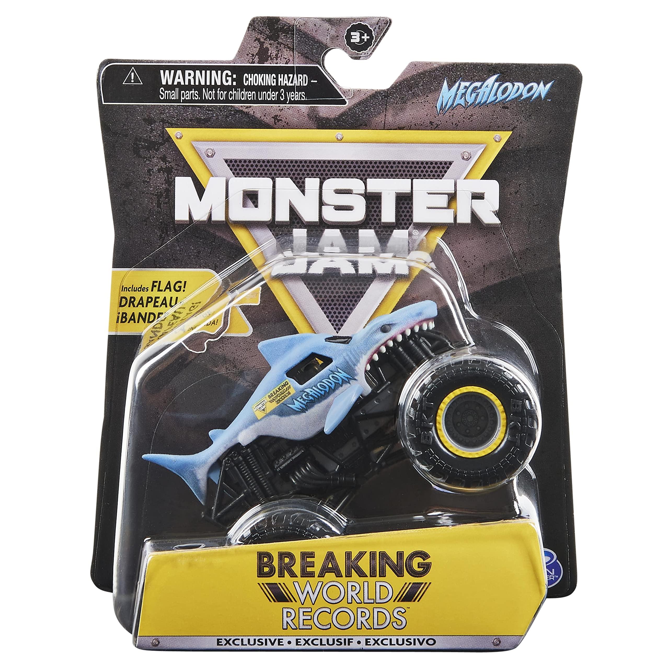Monster Jam Monster Jam 2021 Target Exclusive Breaking World Records Series 1:64 Scale Diecast Monster Truck with Flag: Megalodon