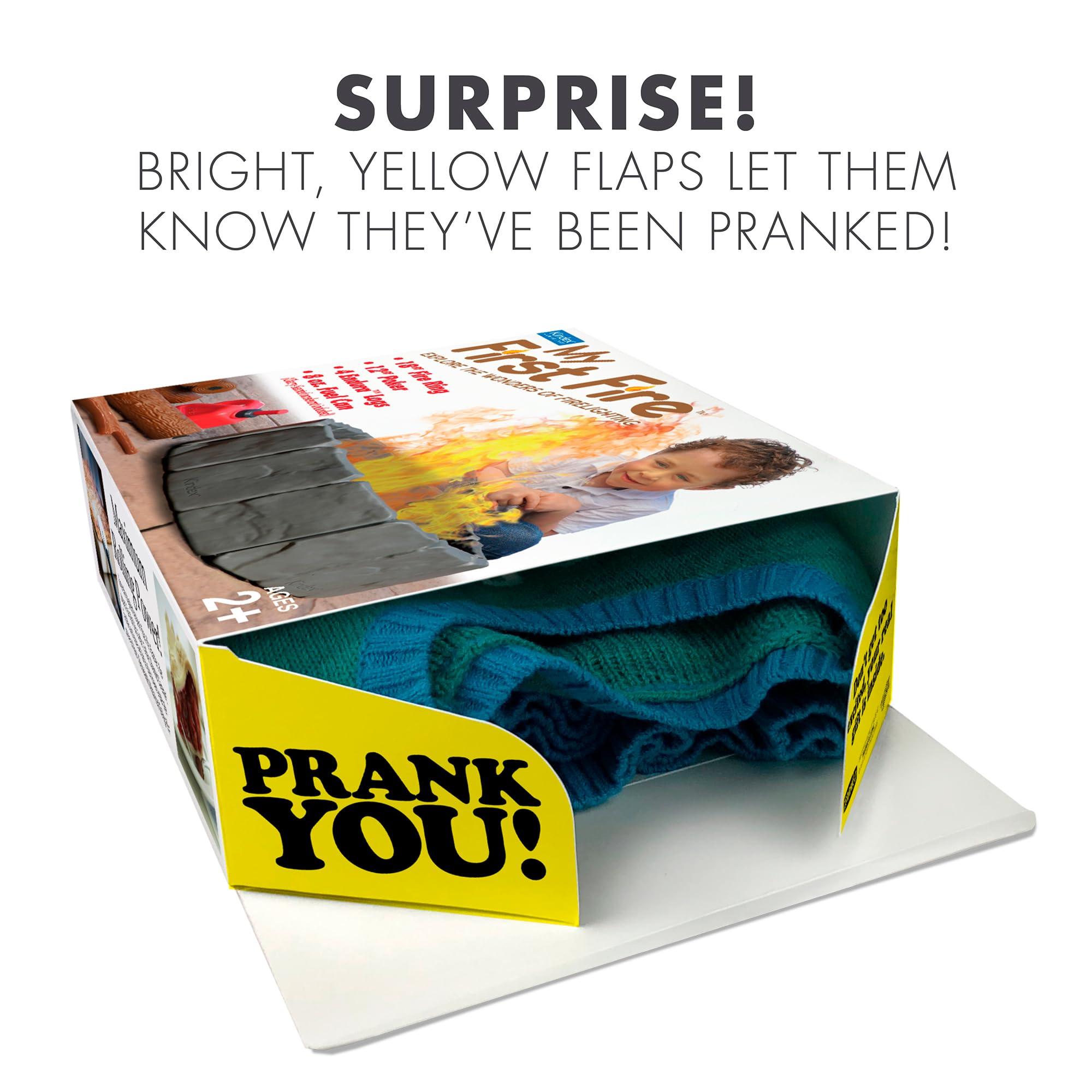 Prank Pack Prank-O My First Fire Prank Gift Box Empty Box for Wrapping Real Presents Hilarious Fake Packaging for Birthdays, Christmas, and Holidays Fun Gag Gift Box for Men, Women, and Kids