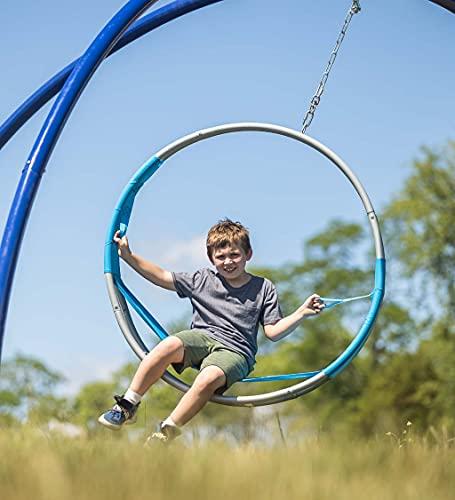 HearthSong HearthSong 40-Inch Steel-Frame Aerial Hoop Spinning Round Tree Swing with Suspended Tesline Fabric Seat, Holds 300 lbs.