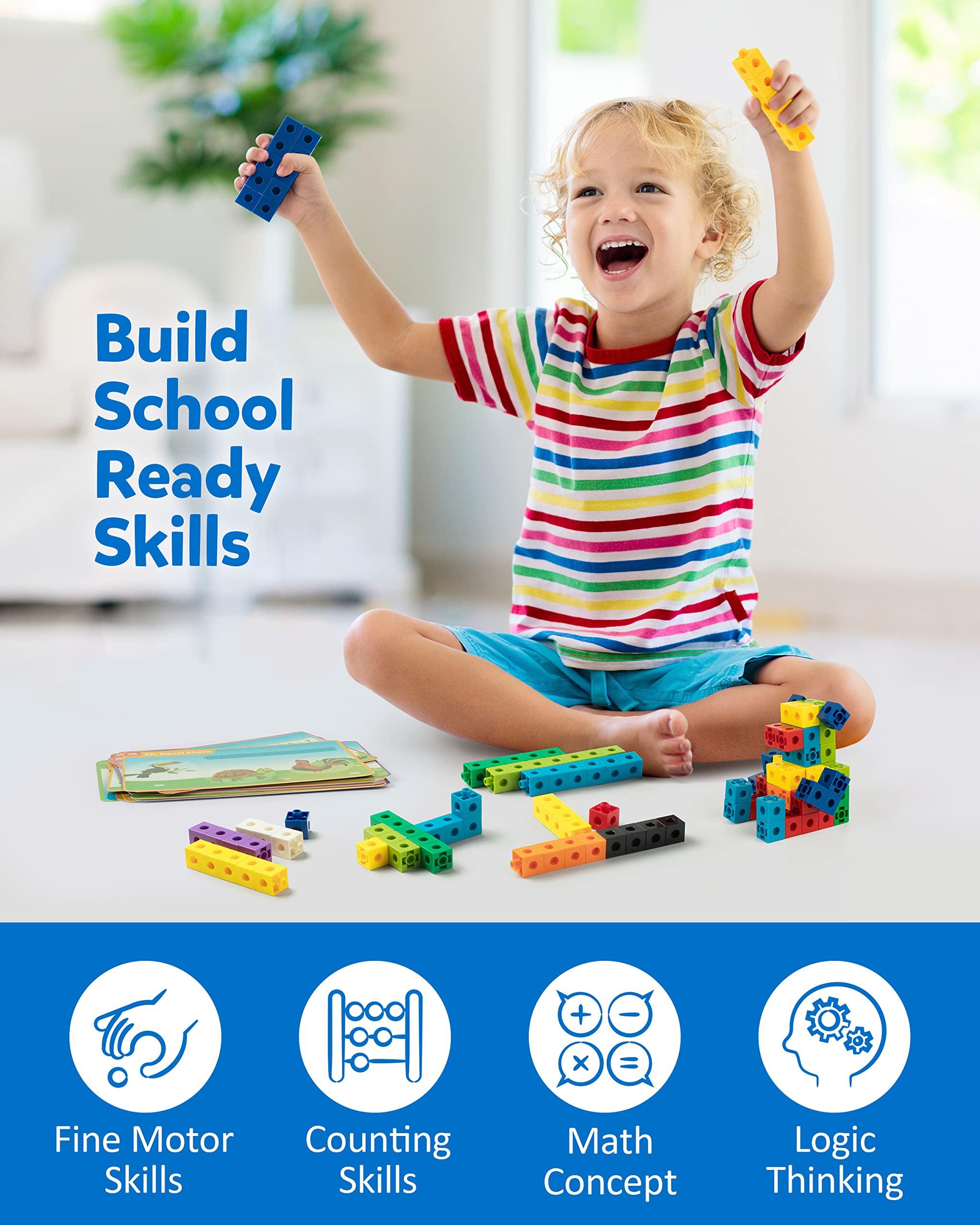 Coogam Coogam Math Cubes, Manipulatives Number Counting Blocks with Activity Snap Linking Cube Math Construction Toy Gift for Preschool Learning 3 4 5 Year Old