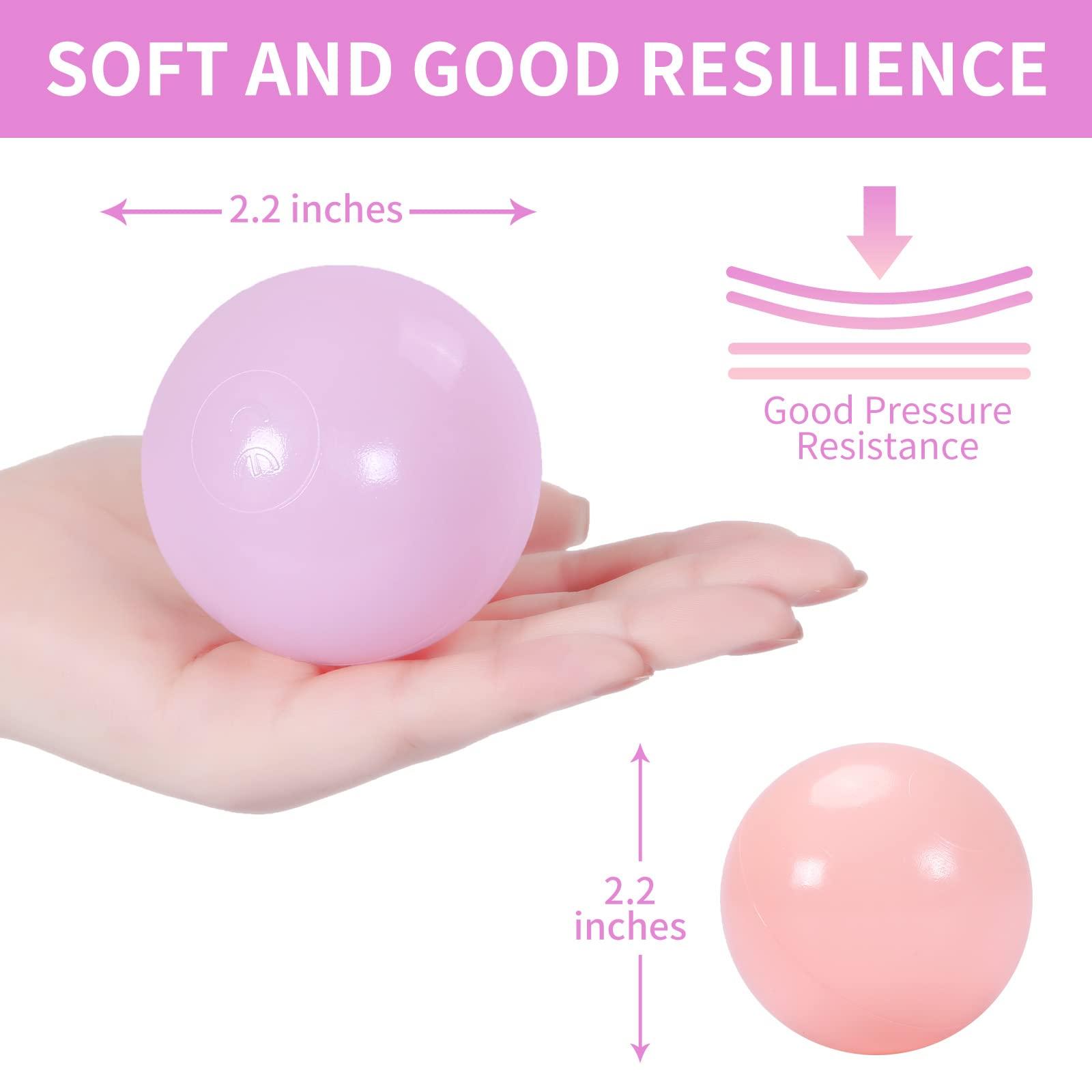 STARBOLO STARBOLO Ball Pit Balls for Toddlers- Pack of 100 Phthalate Free BPA Free Non-Toxic 2.17-Inch Crush Proof Play Balls (Pink/Light Pink/Transparent).