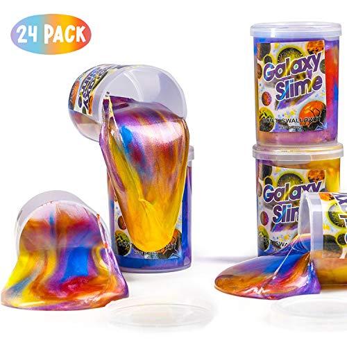 Kicko Kicko Marbled Unicorn Color Slime - 24 Pack and Pack of 6 Colorful Galaxy Sludge - Gooey Fidget Set for Sensory and Tactile Stimulation, Stress Relief, Party Favor, Educational Game