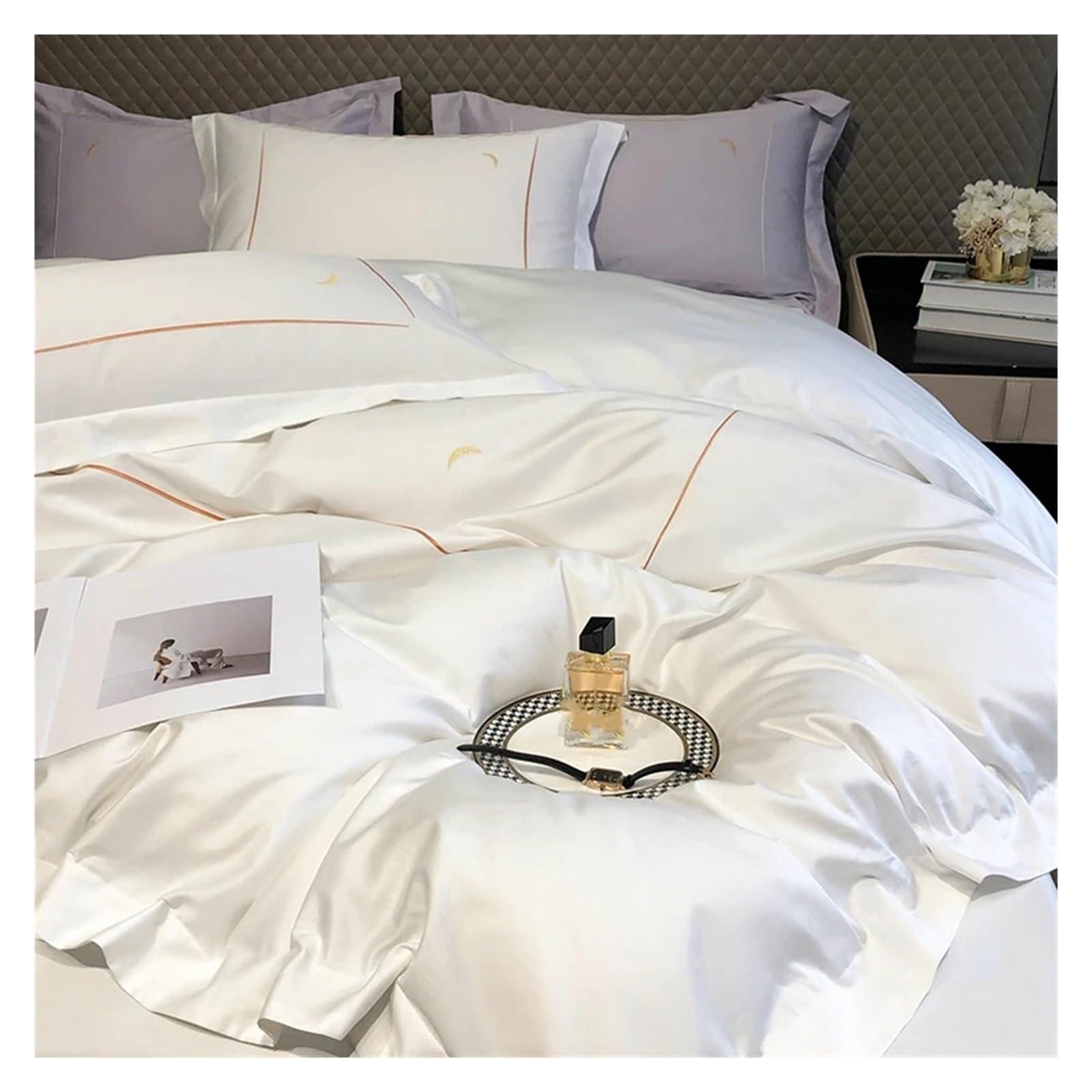 VSVE VSVE Luxury 1000TC Egyptian Cotton Bedding Set 1 Lines Embroidery Duvet Cover Set with Sheet Covers Pillowcases Bed Linen Bedding