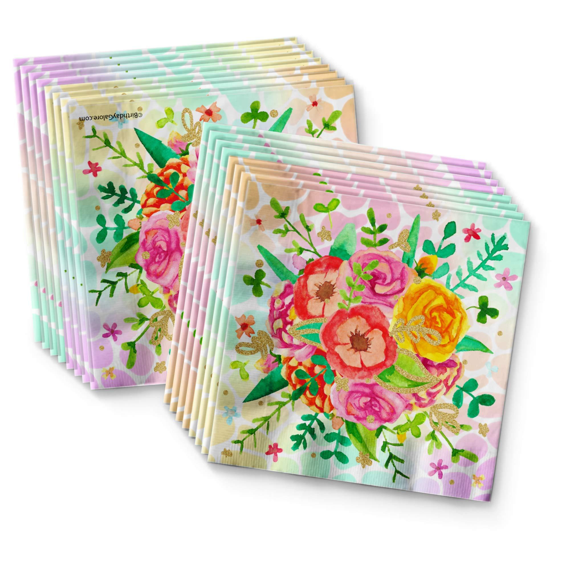 Birthday Galore Giraffe Floral Birthday Party Supplies - Giraffe Party Supplies - Zoo Animal Party Supplies - Safari Animal Party Supplies | Tableware Set Includes Plates Napkins and Cups | Kit for 16