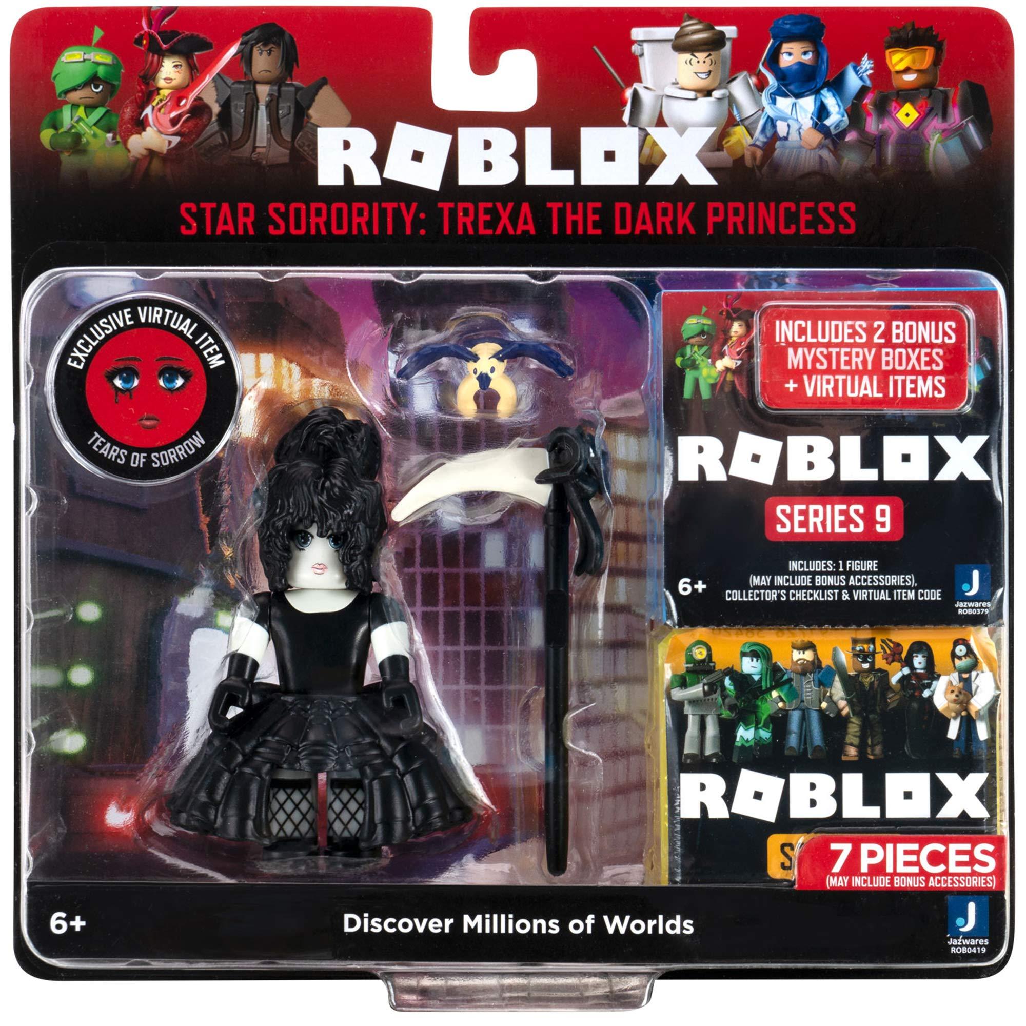Roblox Roblox Action Collection - Star Sorority: Trexa The Dark Princess Figure Pack + Two Mystery Figure Bundle [Includes 3 Exclusive Virtual Items]