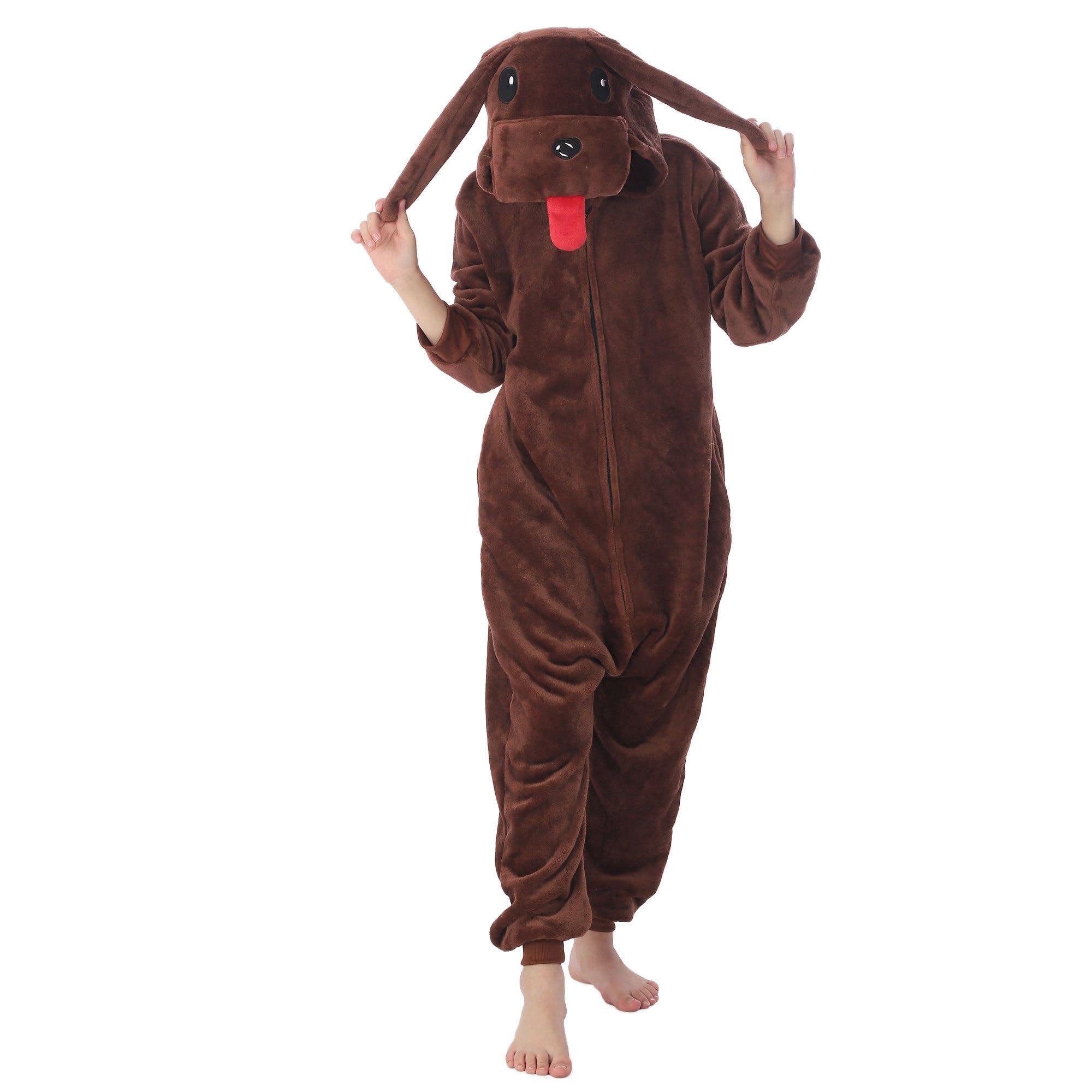 WAFUNNE WAFUNNE Animal Onesie Costume for Kids Child Boys Girls Womens Mens Cosplay Halloween Costumes Easter Onesies Tedy Dog 140