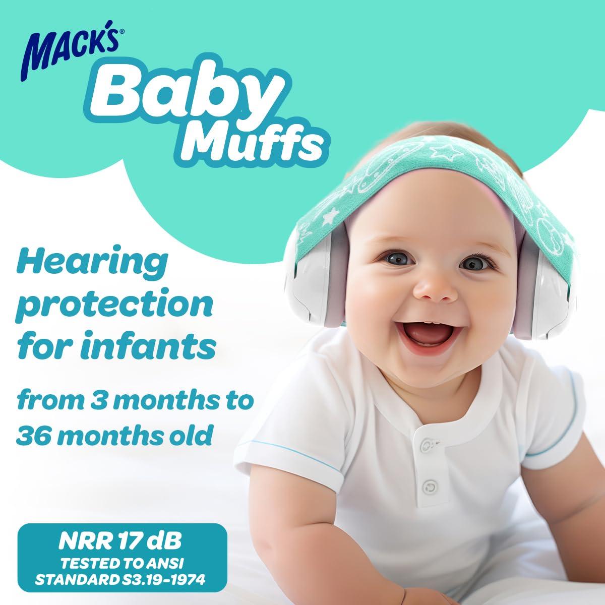 Mack\'s Mack's Baby Muffs | Baby Ear Muffs Noise Protection | High NRR | Noise Cancelling Headphones for Babies & Toddlers (White)