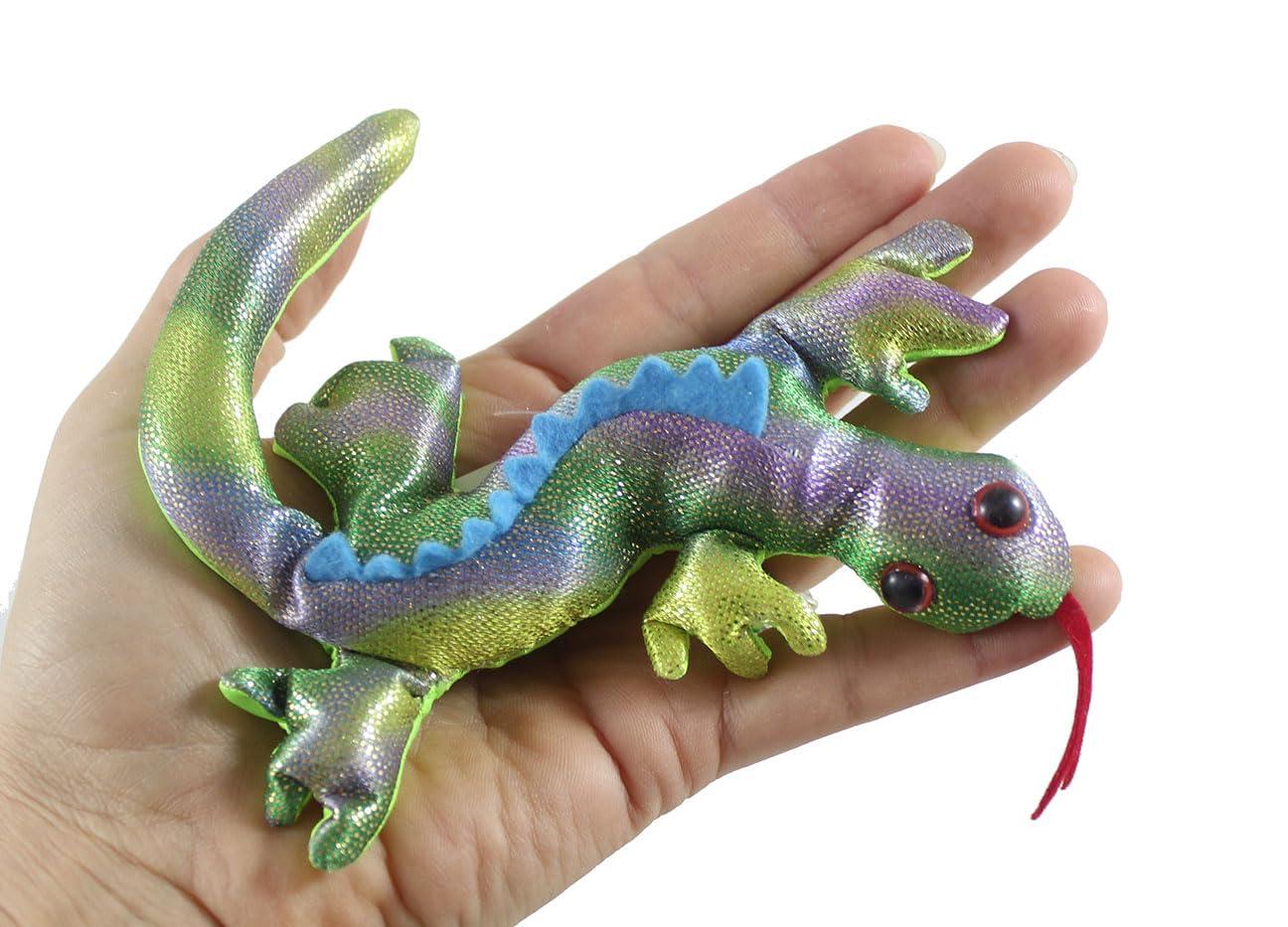 Curious Minds Busy Bags Set of 3 - Lizard Sand Filled Animal Toy - Heavy Weighted Sandbag Animal Plush Bean Bag Toss - Shimmering Glitter Gecko Sensory, Stress, Fidget Toy ADHD Special Needs Soothing