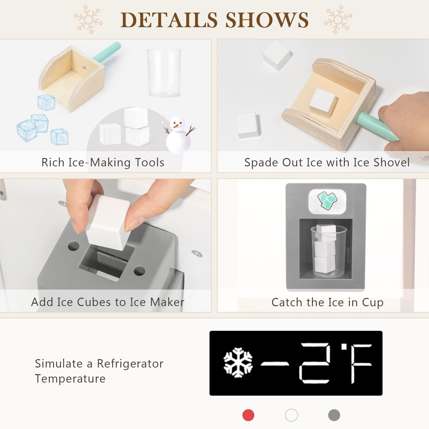 labebe labebe - Kitchen Wooden Fridge | Fridge Freezer for Toddlers, Kids\' Kitchen Playset Toy, Baby Cabinet Refrigerator Pretend Play Furniture White for Children Boy & Girl(15.8\" 13.827)