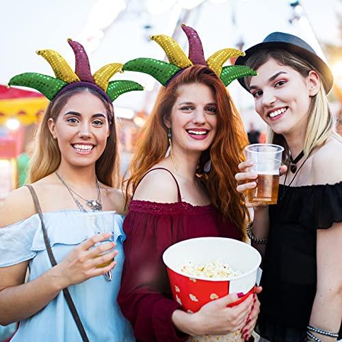 SIROGOGO SIROGOGO Mardi Gras Jester headband Court Clown headwear Funny Hat for Masquerade Cosplay Accessory Multicolor