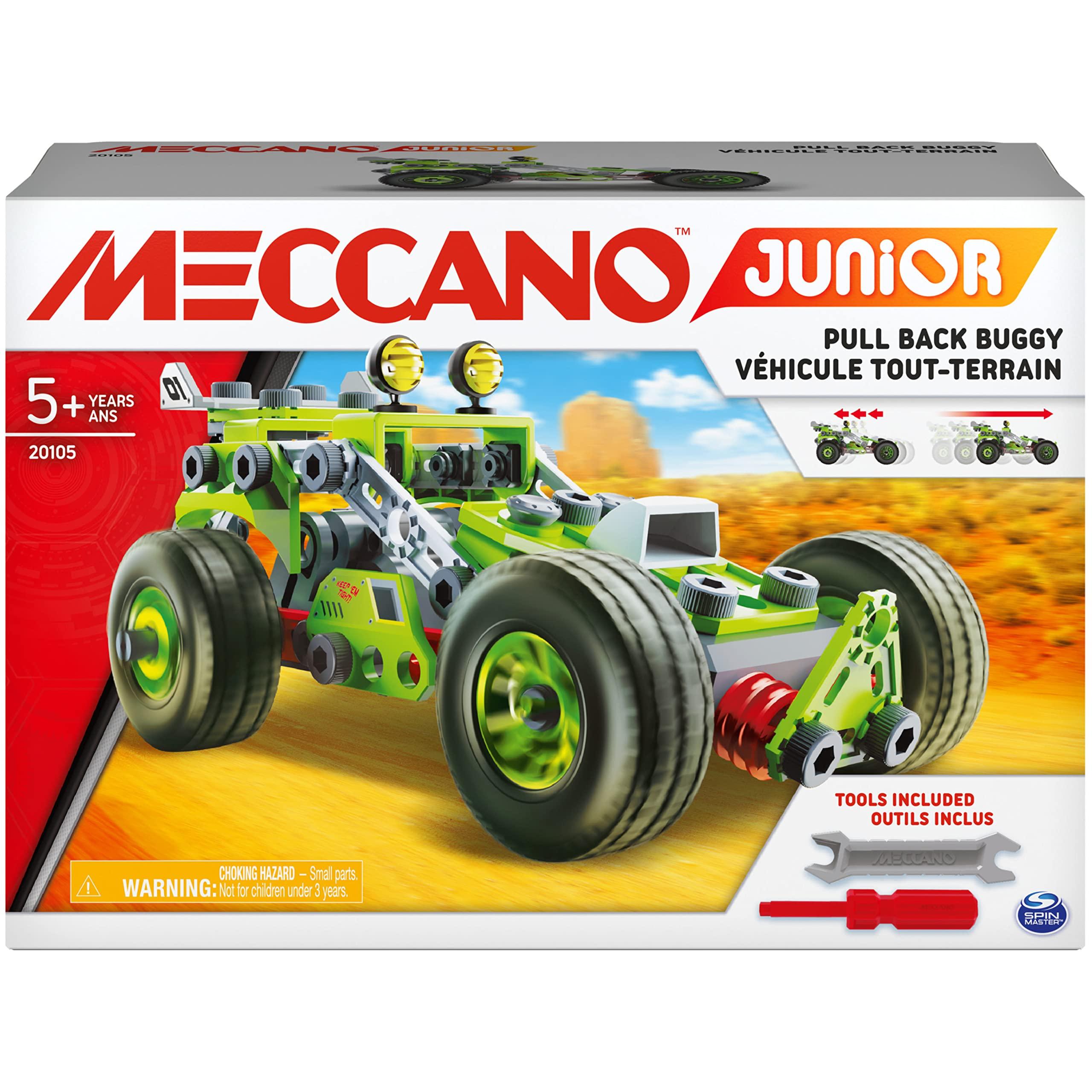 Meccano Meccano Junior, 3-in-1 Deluxe Pull-Back Buggy STEAM Model Building Kit, for Kids Aged 5 and Up