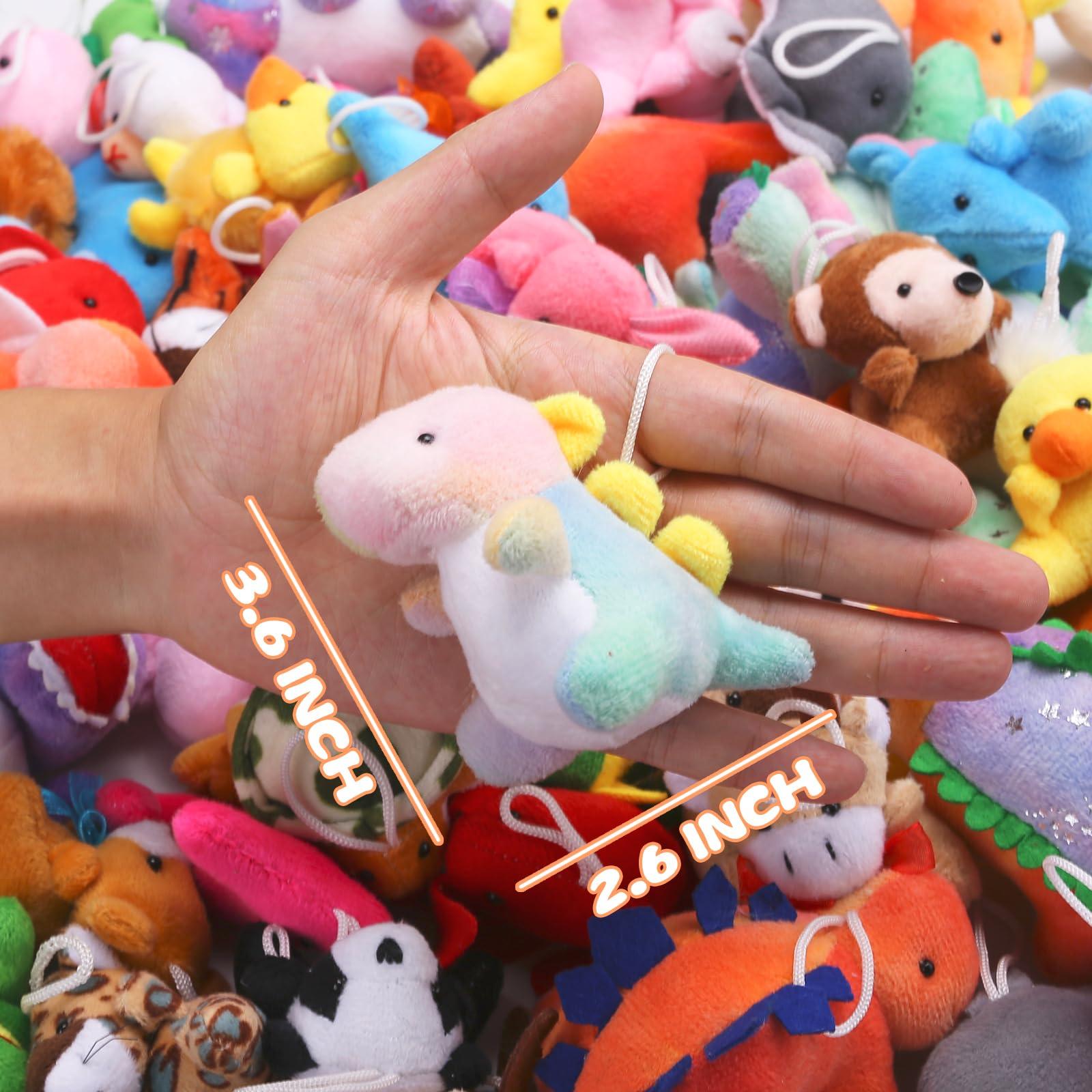 Uzoxlsn 72 Pack Mini Stuffed Animal, Assorted Plush Toy (Dinosaur, Zoo, Ocean), Party Favors for Kid, Perfect for Claw Machine Filler, Goody Bag Stuffers, Keychain, Carnival Prizes, Classroom Reward Gift Bulk