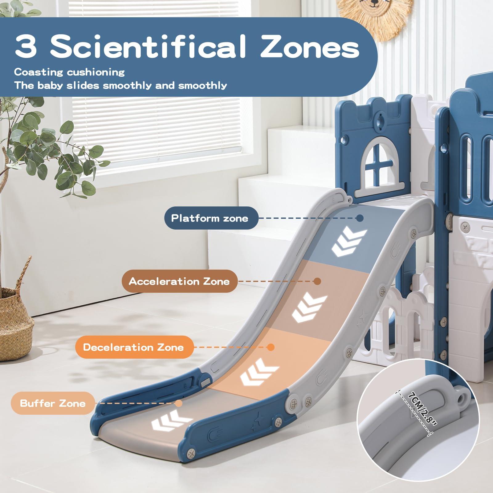 Dovsa Toddler Slides Indoor and Outdoor Playground Sets for Little Kids Age 1-3 Toddler Backyard Playset Toys Climb and Slide (Blue 8 in 1)