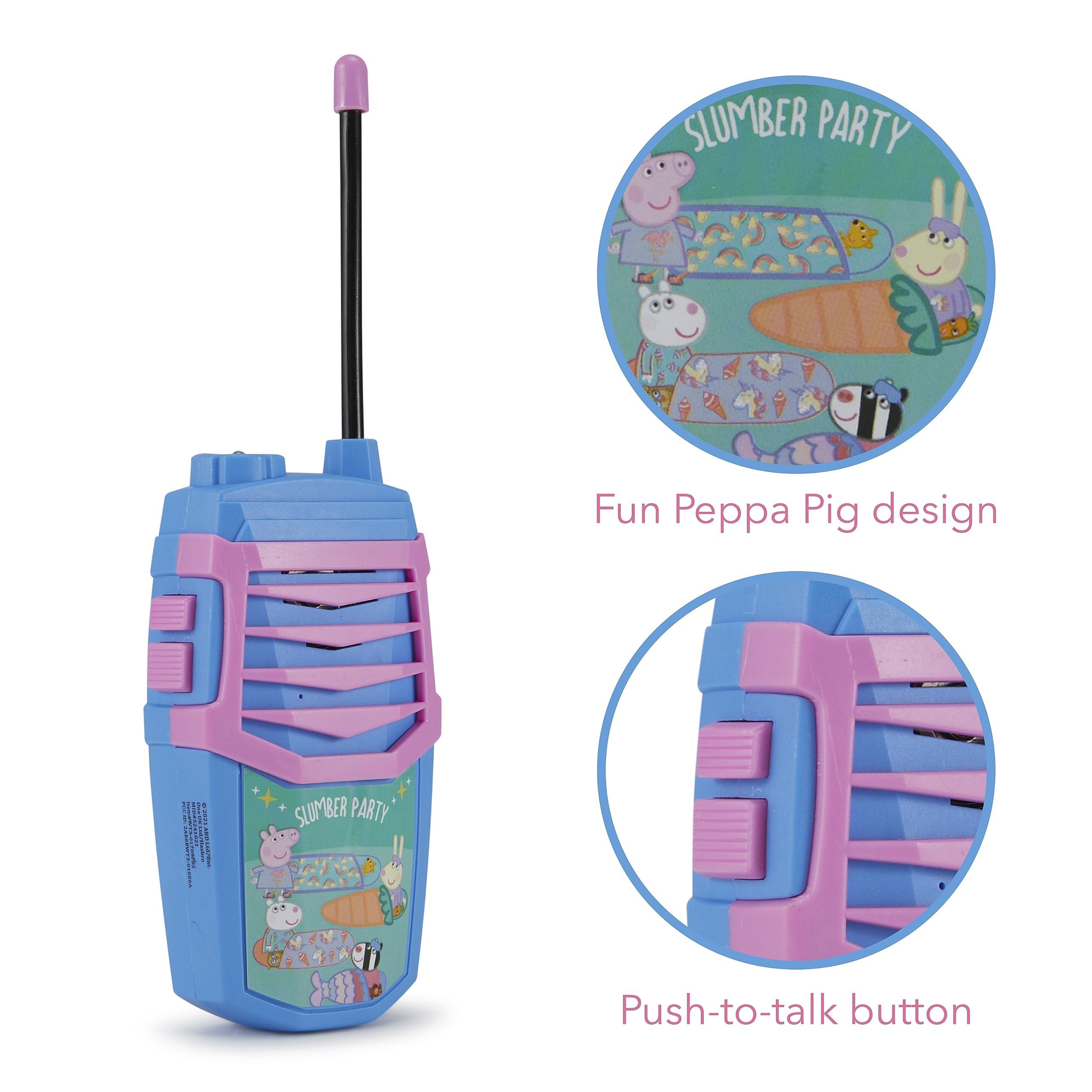 Sakar Sakar Peppa Pig Molded Walkie Talkie for Kids, Safe and Flexible Antenna, Over 1000ft Range, Easy-to-Use Power Switch, Belt Clip, Pack of 2, Camping Accessories, 2-Pack, Outdoor Toys