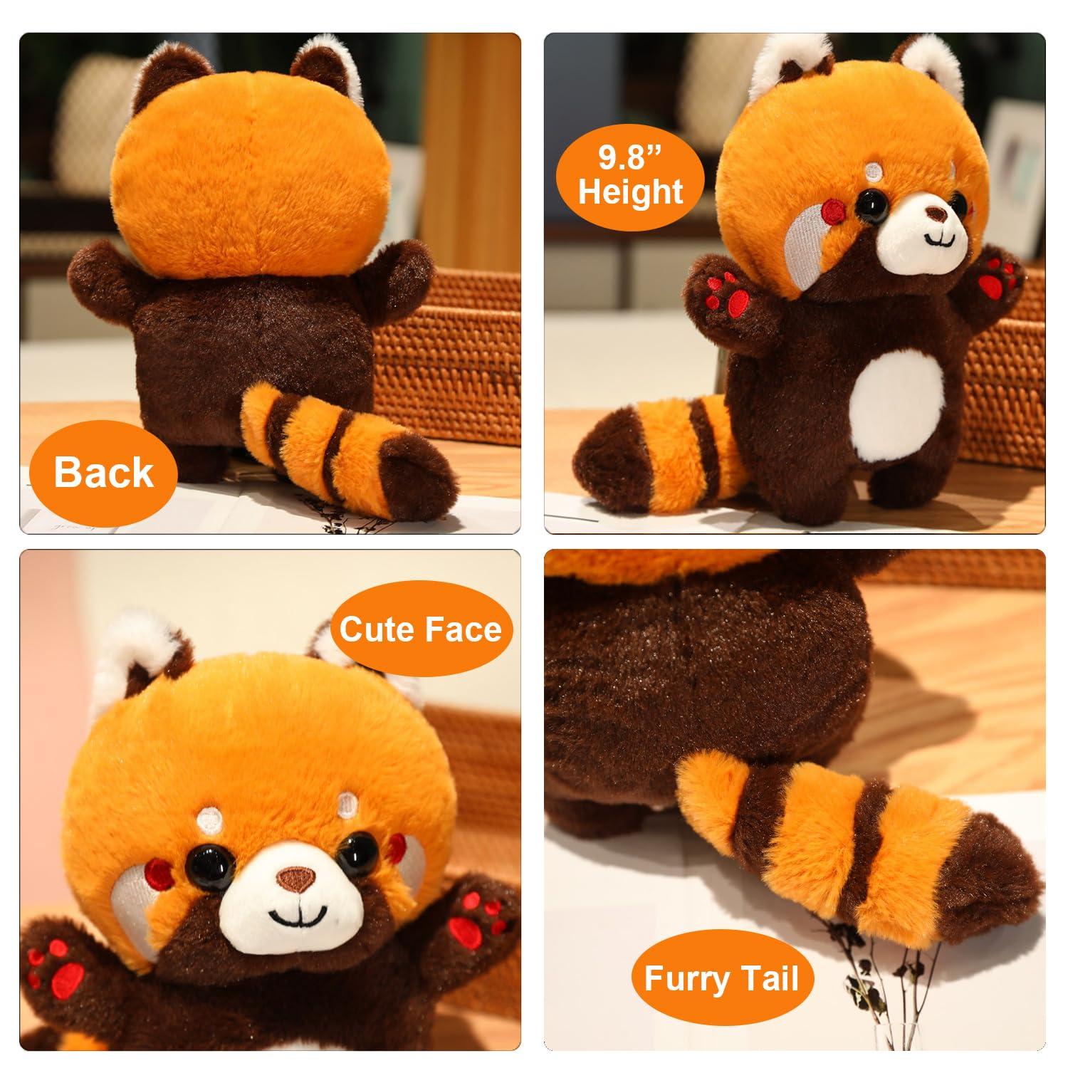 Silliya Silliya Red Panda Plush Toy, Kawaii Red Panda Plush with 2 Accessories, Cute Stuffed Animals with Bag & Outfits, Cute Plushies for Kids Boys Girls Birthday Gift Ideas