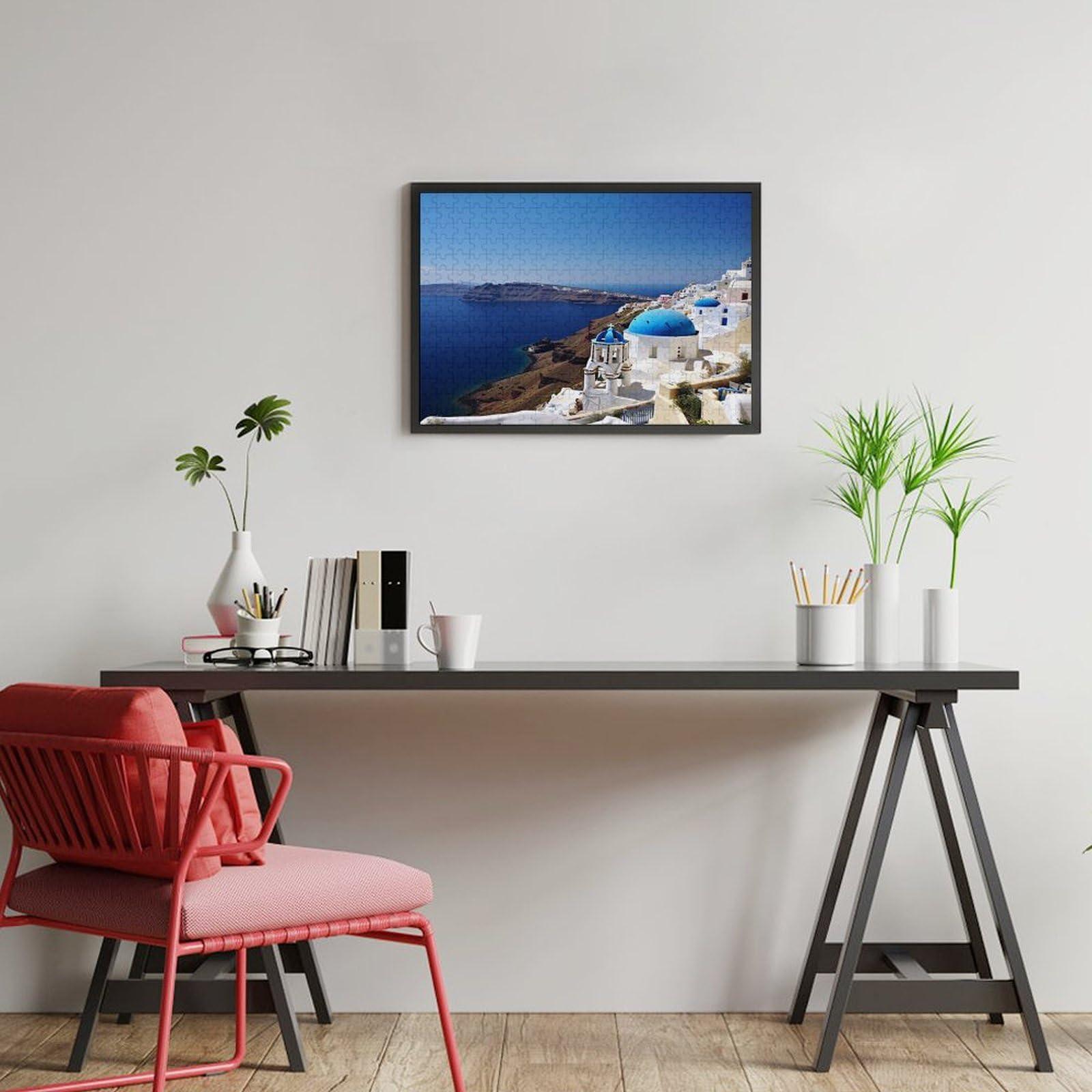 LXTDPBK LXTDPBK Puzzle Personalized Photo Puzzle 1000/500/300 Pieces Santorini Greek Island Sea View Pet Puzzle for Adults Wooden Wedding Puzzle Family Reunion Puzzle for Halloween Holidays Wedding Gift