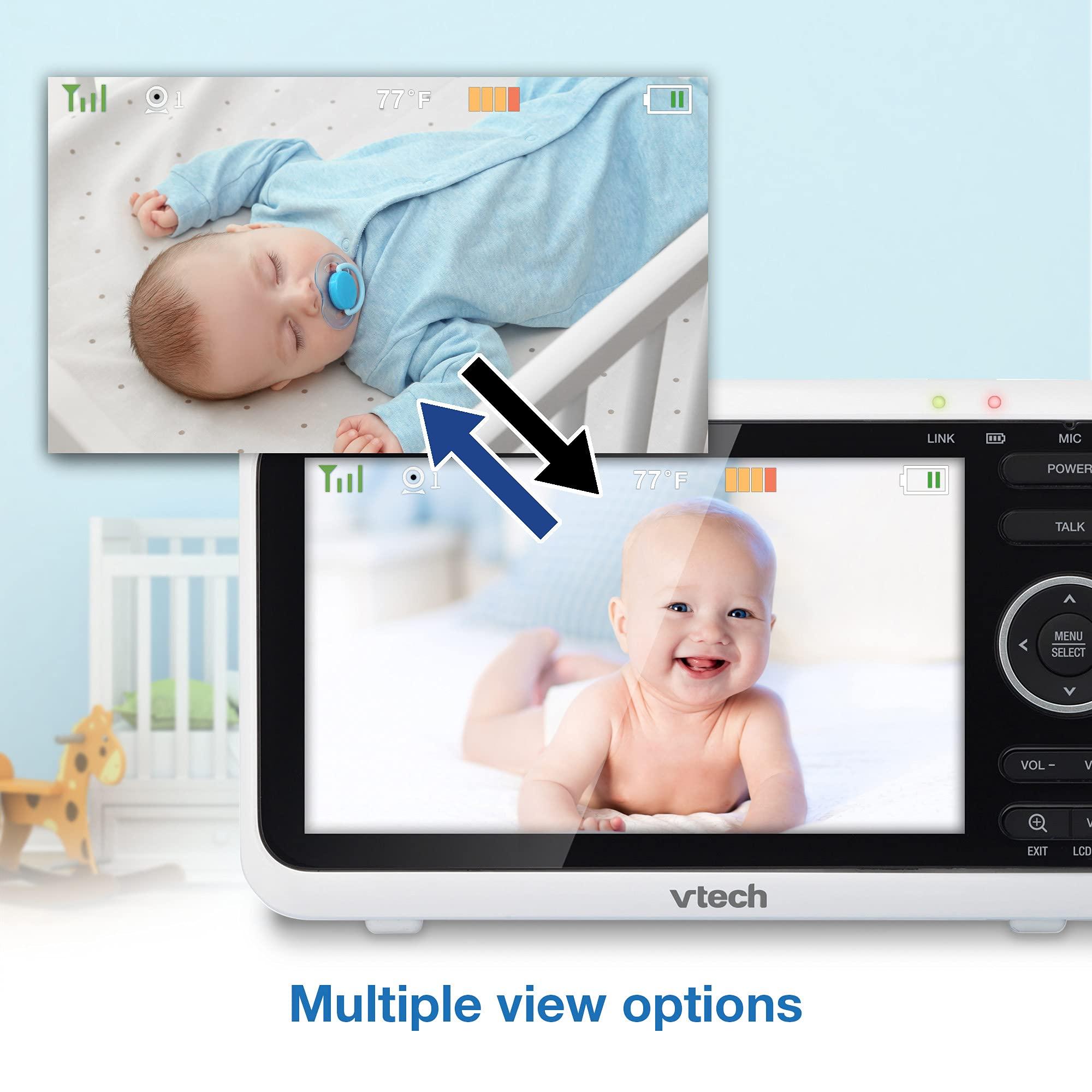 VTech VTech [Upgraded] VM350-2 Baby Monitor, 5" Screen,2 Cameras,1000ft Range, Night Vision, 2-Way Audio, Lullabies, Secure Transmission No WiFi